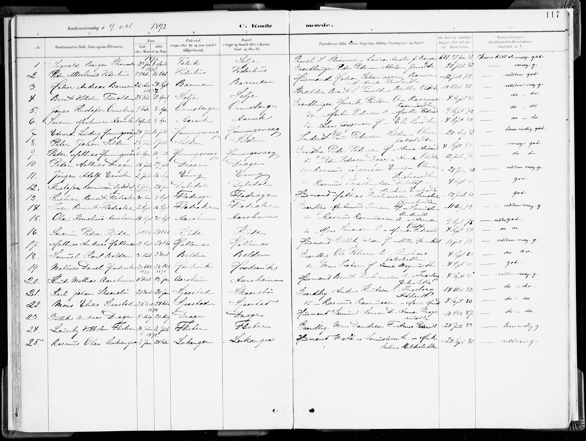 Selje sokneprestembete, SAB/A-99938/H/Ha/Haa/Haab: Parish register (official) no. B 2, 1891-1907, p. 117