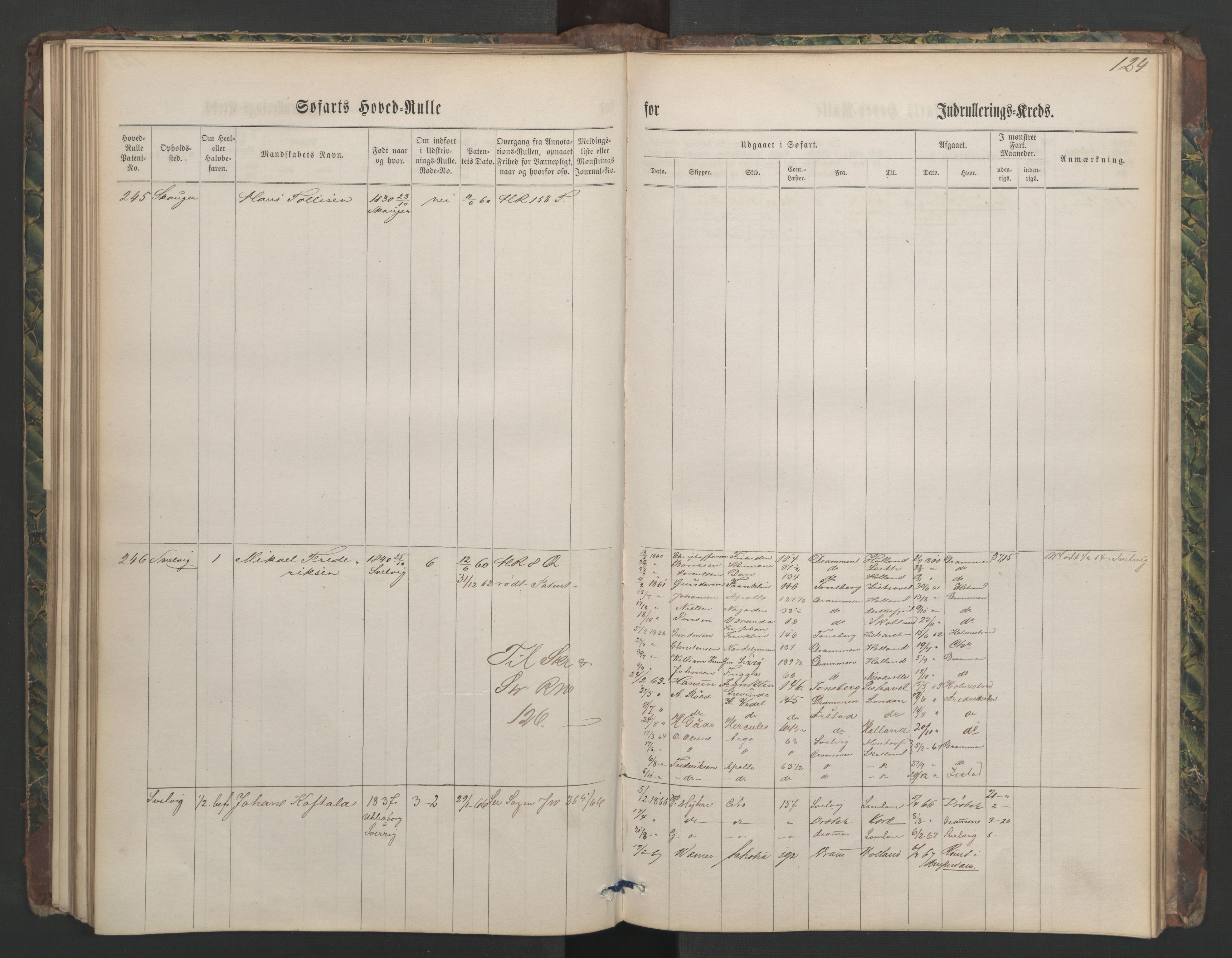 Svelvik innrulleringskontor, AV/SAKO-A-783/F/Fc/L0001: Hovedruller, 1860-1867, p. 124