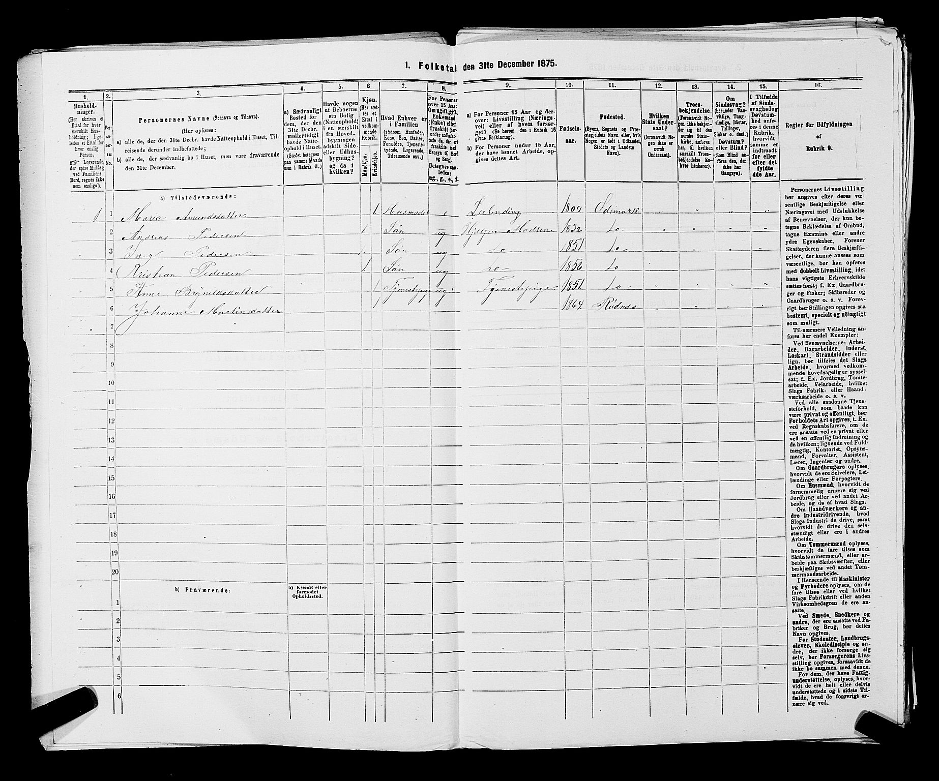 RA, 1875 census for 0118P Aremark, 1875, p. 1049