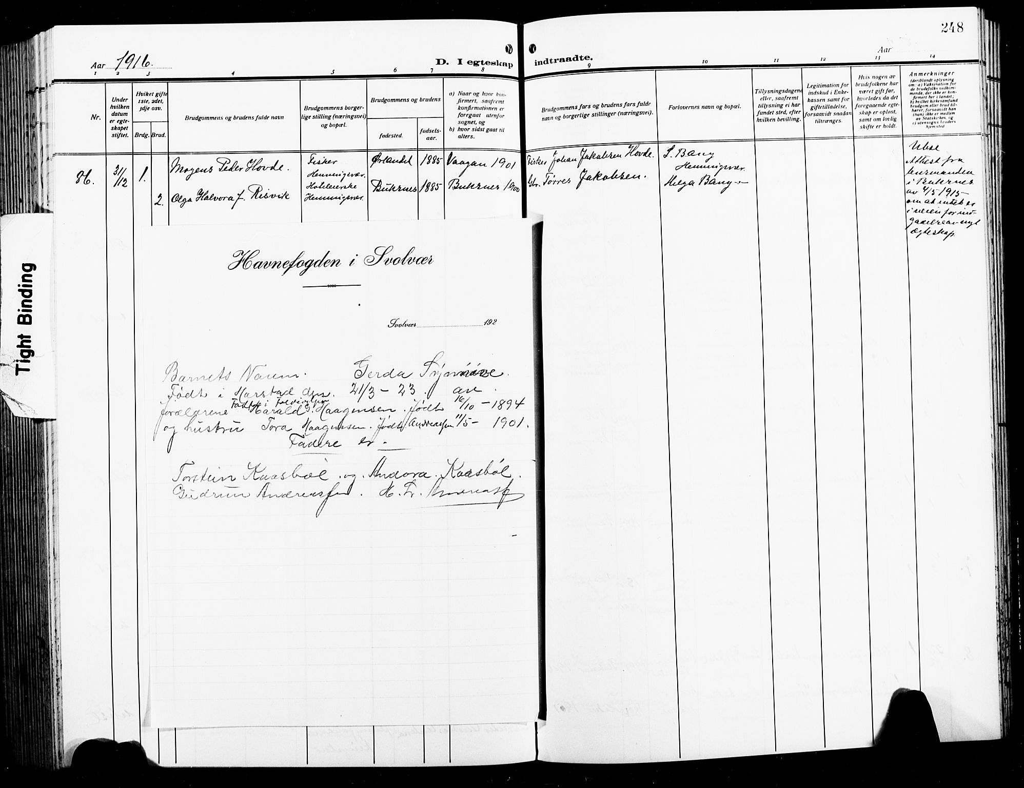 Ministerialprotokoller, klokkerbøker og fødselsregistre - Nordland, SAT/A-1459/874/L1080: Parish register (copy) no. 874C09, 1915-1925, p. 248