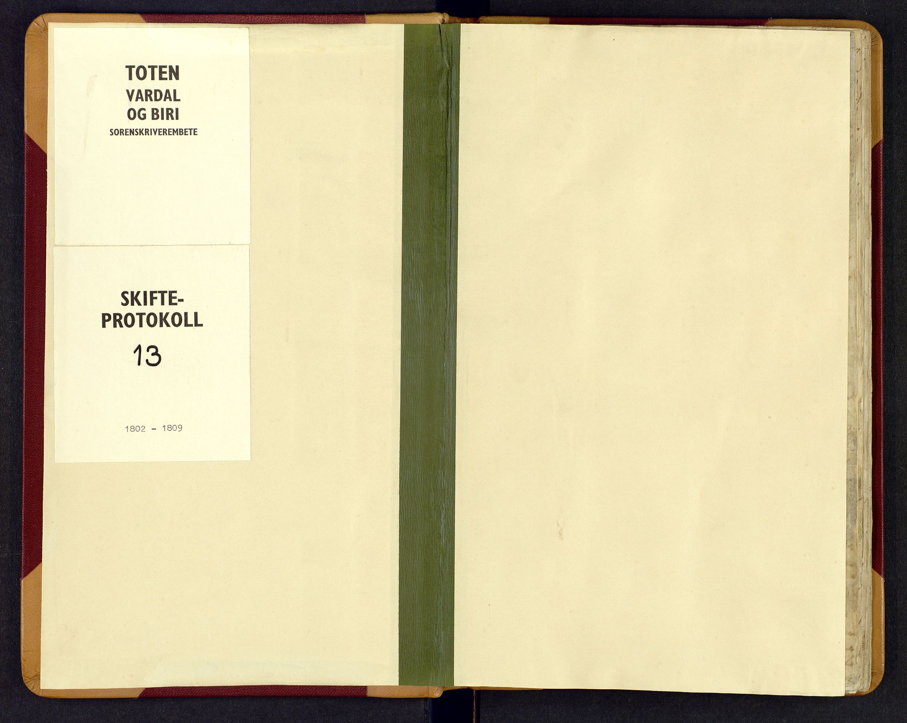 Toten tingrett, SAH/TING-006/J/Ja/L0013: Skifteprotokoll, 1802-1809