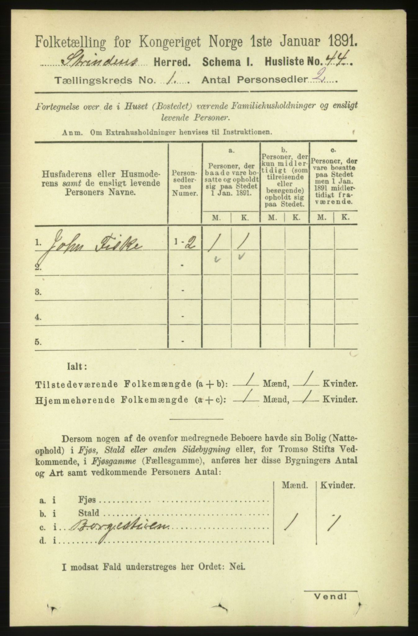 RA, 1891 census for 1660 Strinda, 1891, p. 90