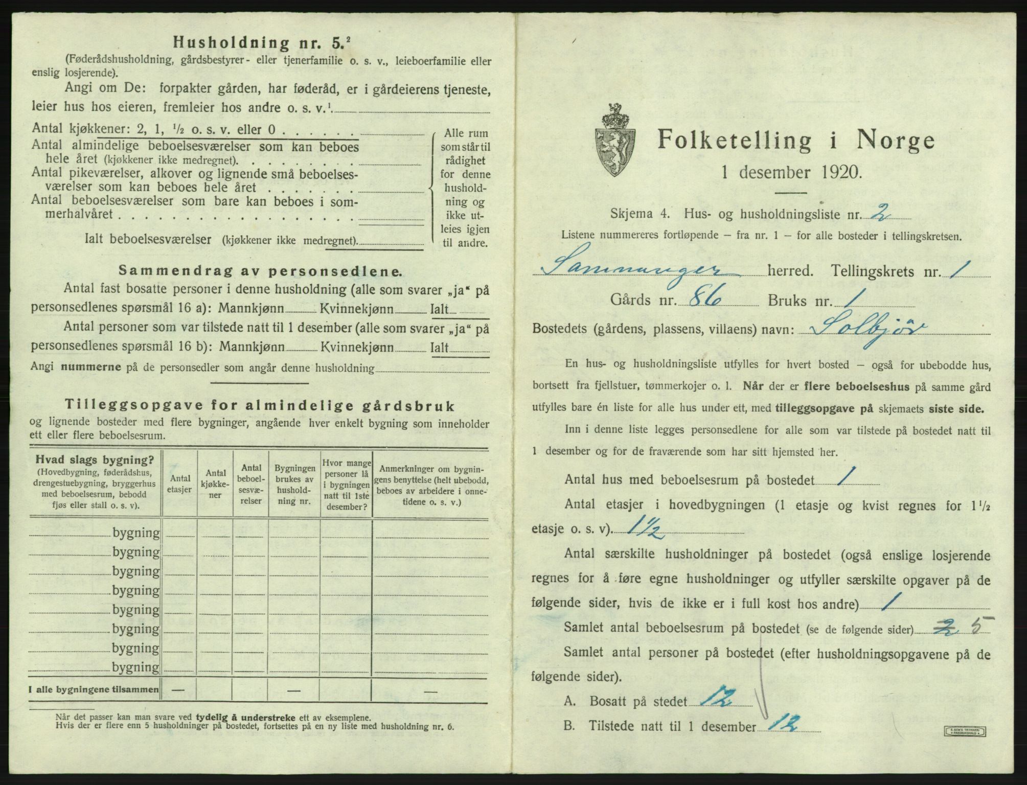 SAB, 1920 census for Samnanger, 1920, p. 50