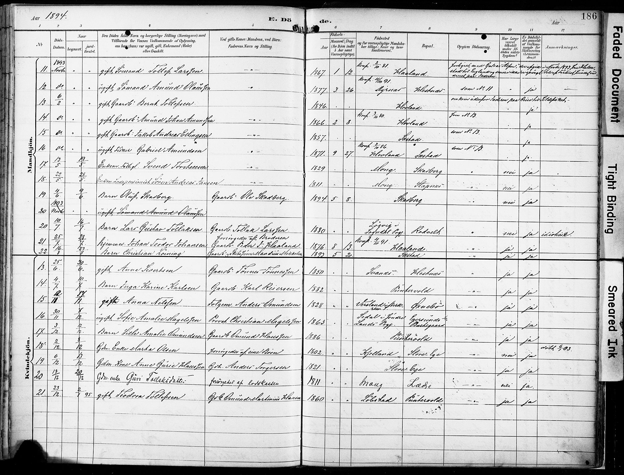 Eigersund sokneprestkontor, AV/SAST-A-101807/S08/L0018: Parish register (official) no. A 17, 1892-1905, p. 186