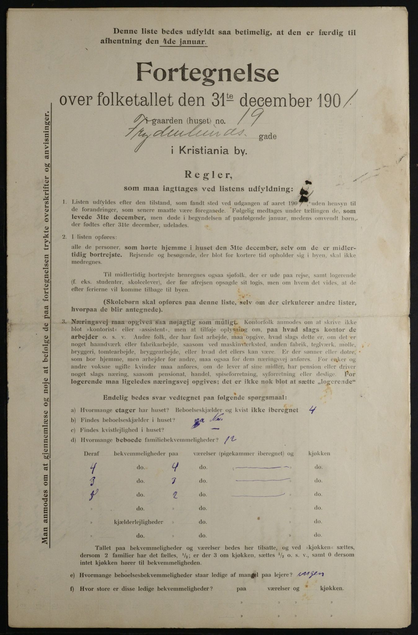 OBA, Municipal Census 1901 for Kristiania, 1901, p. 4550