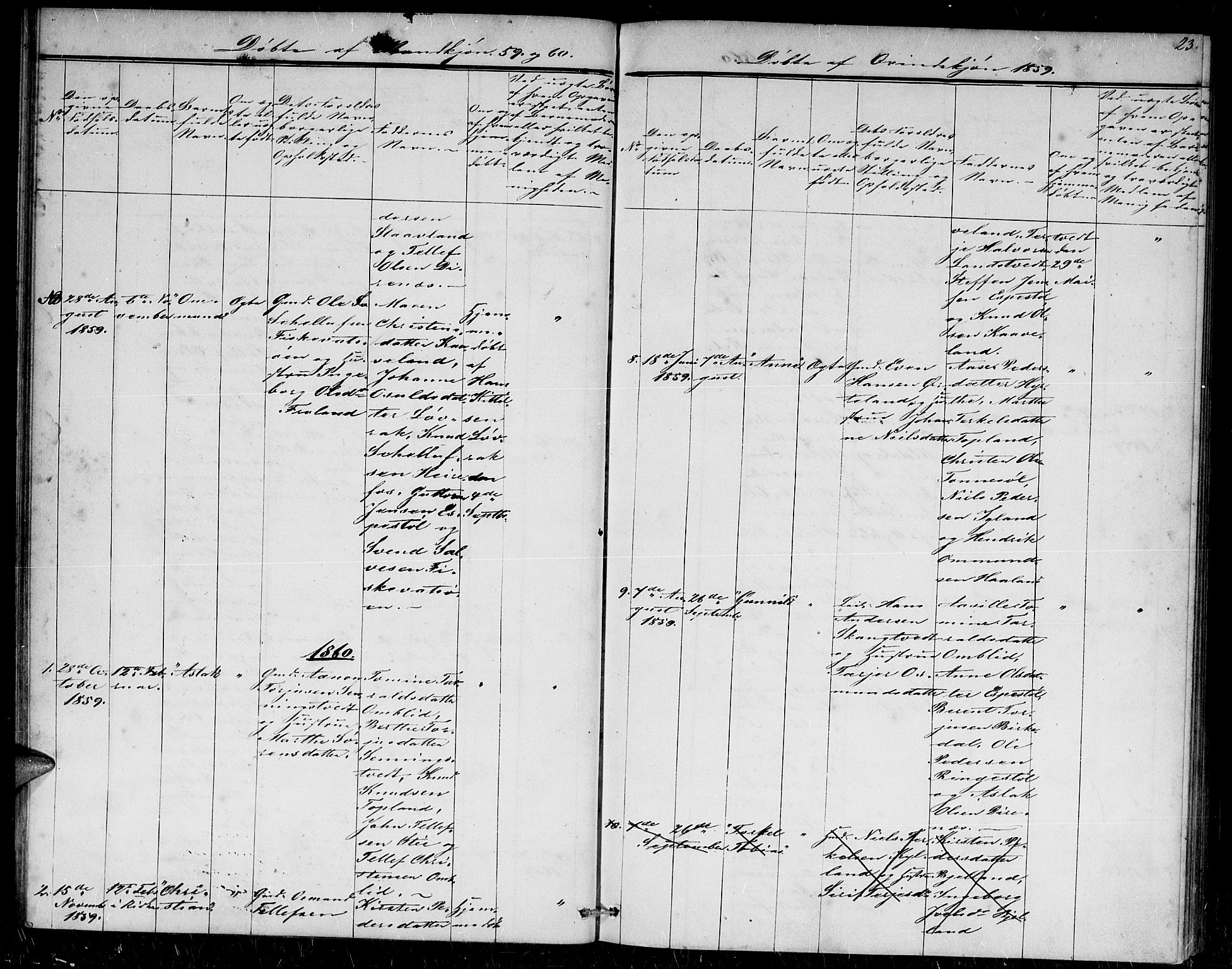 Herefoss sokneprestkontor, AV/SAK-1111-0019/F/Fb/Fba/L0001: Parish register (copy) no. B 1, 1851-1868, p. 23