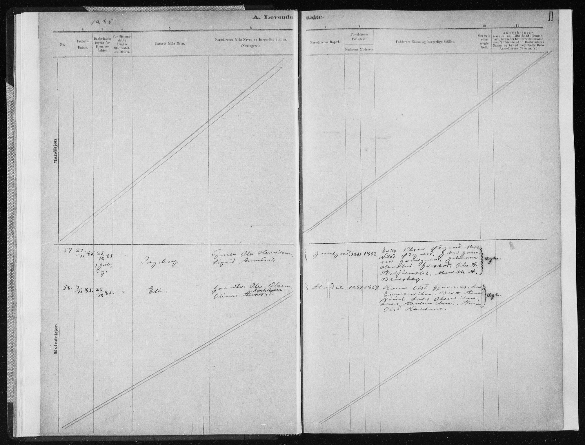 Ministerialprotokoller, klokkerbøker og fødselsregistre - Sør-Trøndelag, SAT/A-1456/668/L0818: Parish register (copy) no. 668C07, 1885-1898, p. 11