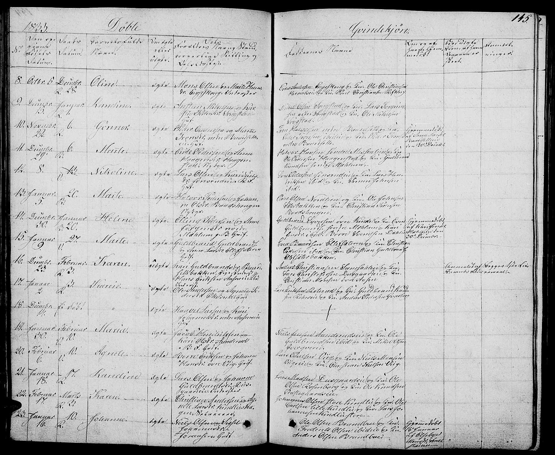 Ringsaker prestekontor, AV/SAH-PREST-014/L/La/L0004: Parish register (copy) no. 4, 1827-1838, p. 145