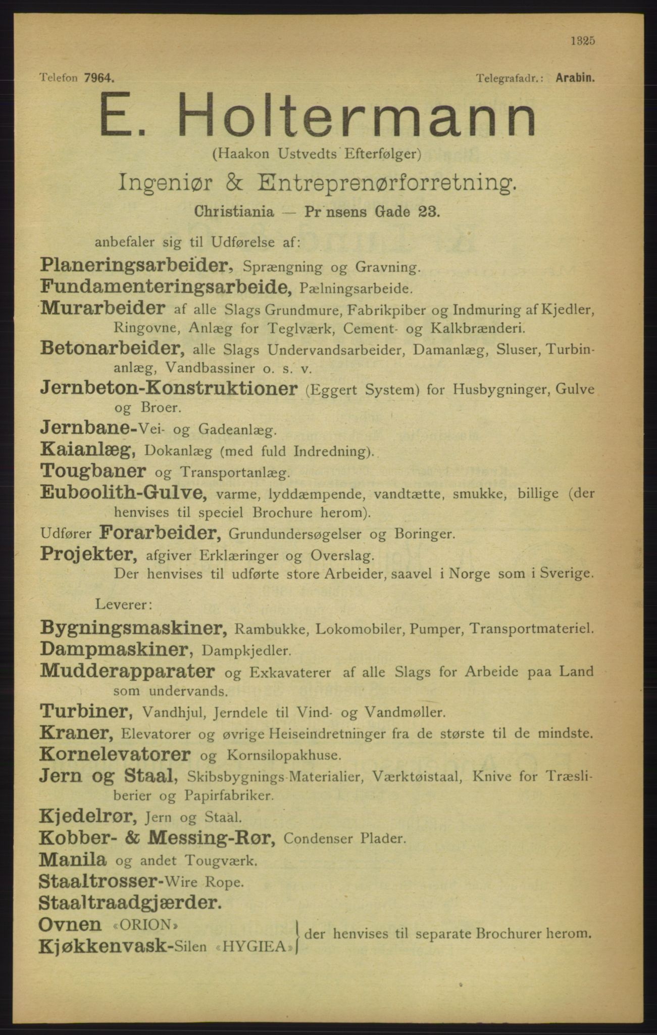 Kristiania/Oslo adressebok, PUBL/-, 1905, p. 1325