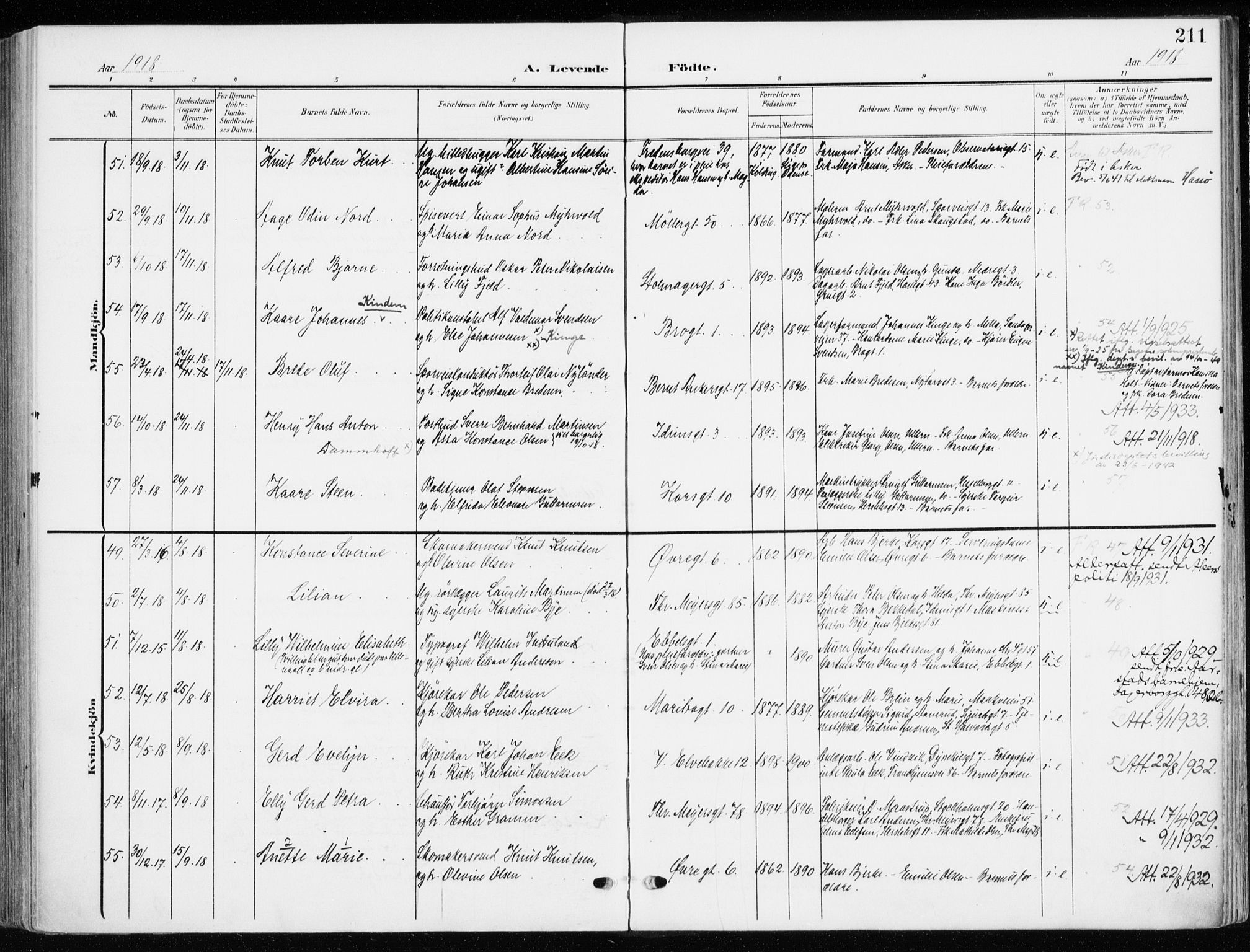 Jakob prestekontor Kirkebøker, AV/SAO-A-10850/F/Fa/L0005b: Parish register (official) no. 5b, 1904-1922, p. 211