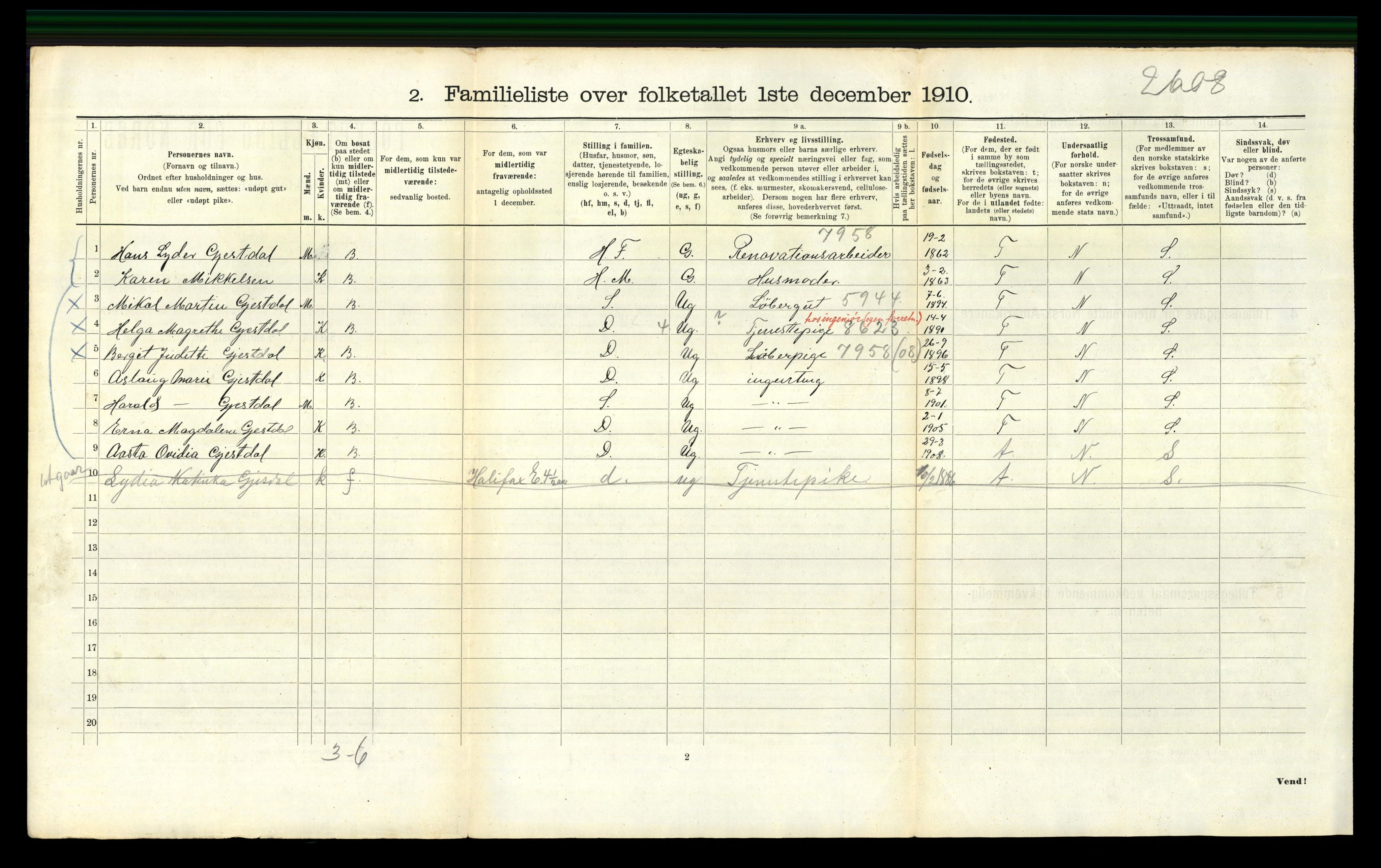 RA, 1910 census for Bergen, 1910, p. 42846