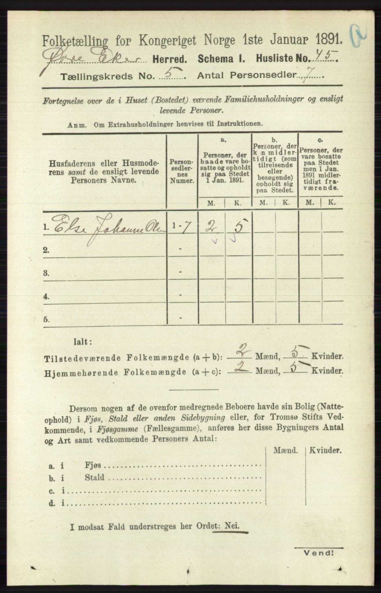 RA, 1891 census for 0624 Øvre Eiker, 1891, p. 1819