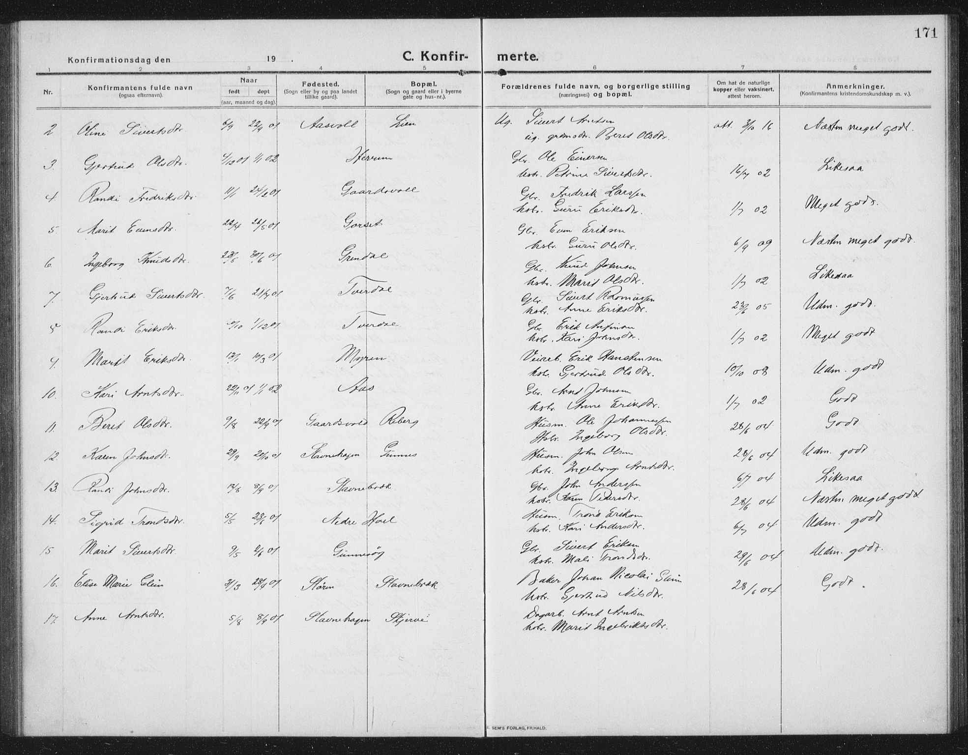 Ministerialprotokoller, klokkerbøker og fødselsregistre - Sør-Trøndelag, SAT/A-1456/674/L0877: Parish register (copy) no. 674C04, 1913-1940, p. 171