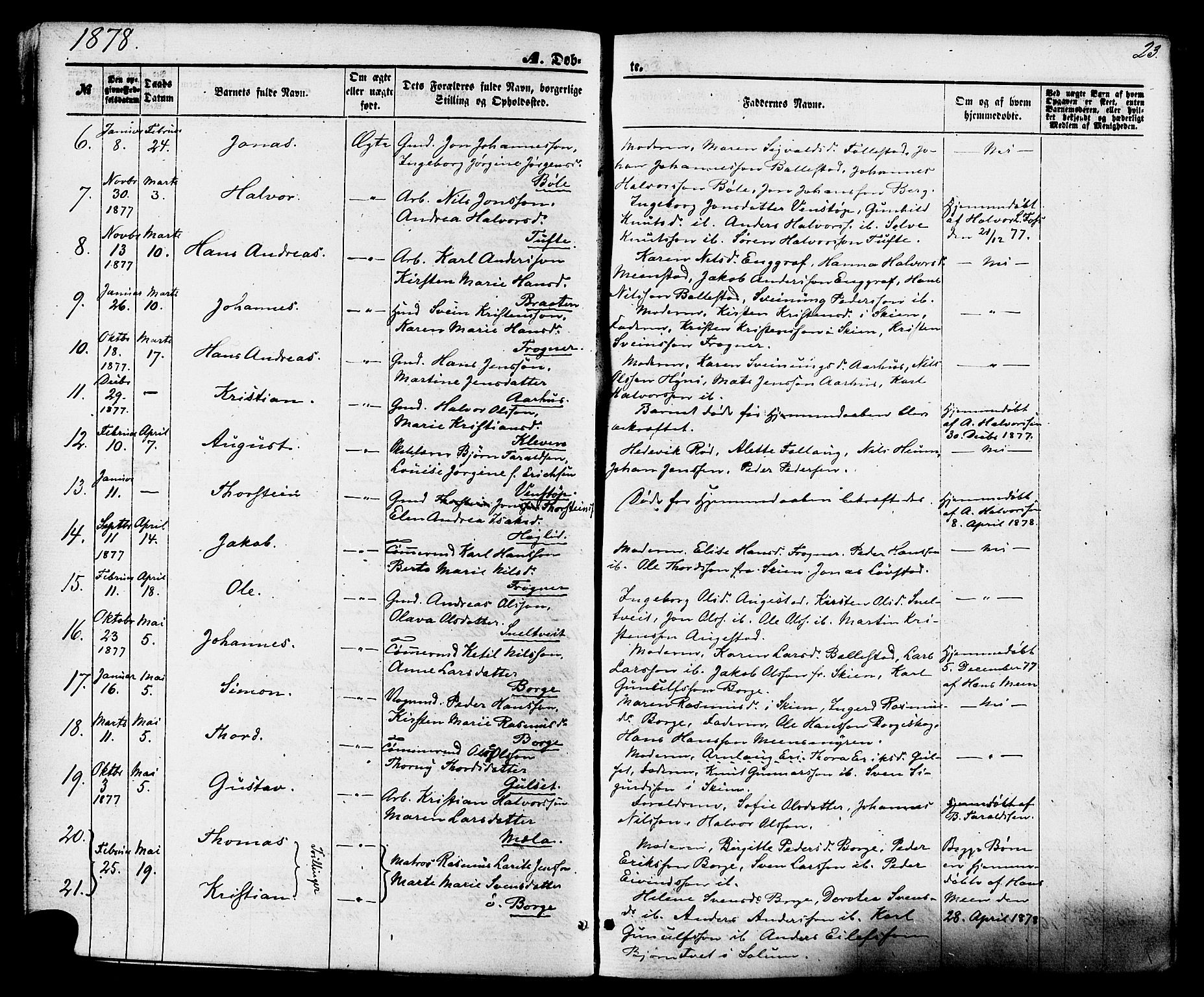 Gjerpen kirkebøker, AV/SAKO-A-265/F/Fa/L0009: Parish register (official) no. I 9, 1872-1885, p. 23