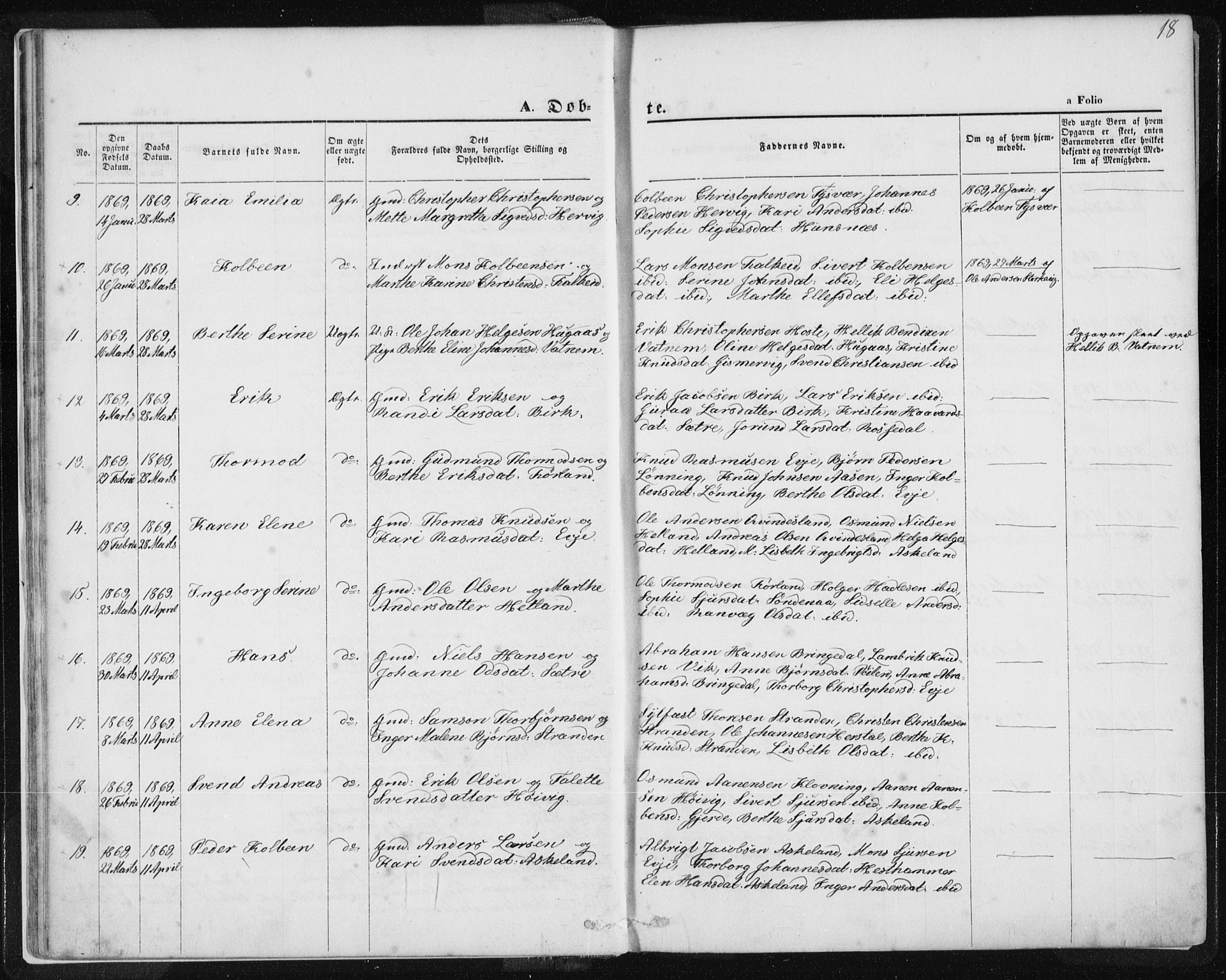 Tysvær sokneprestkontor, AV/SAST-A -101864/H/Ha/Haa/L0005: Parish register (official) no. A 5, 1865-1878, p. 18