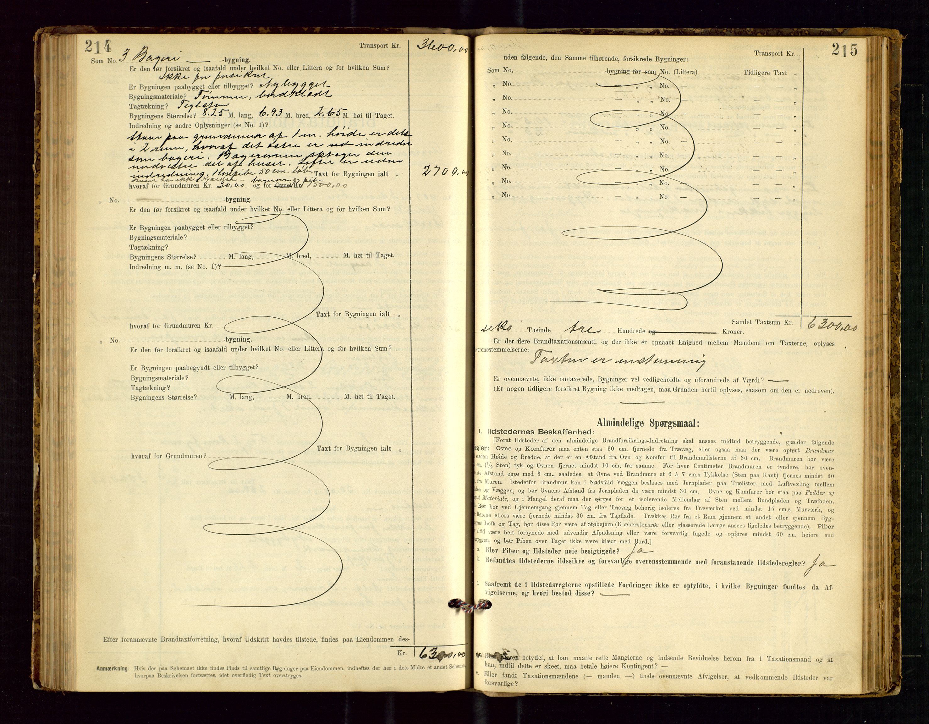 Avaldsnes lensmannskontor, SAST/A-100286/Gob/L0001: "Brandtaxationsprotokol for Avaldsnes Lensmandsdistrikt Ryfylke Fogderi", 1894-1925, p. 214-215