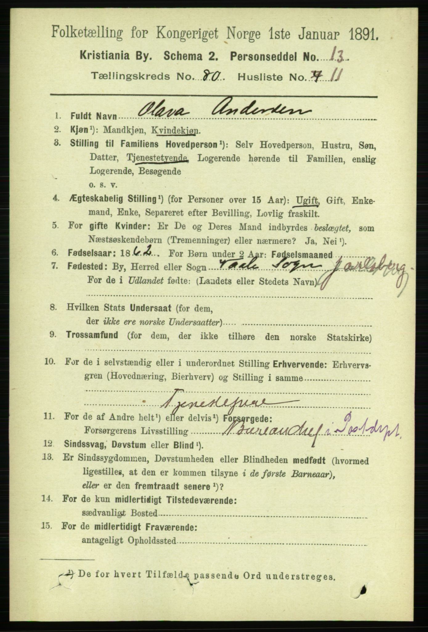 RA, 1891 census for 0301 Kristiania, 1891, p. 41475