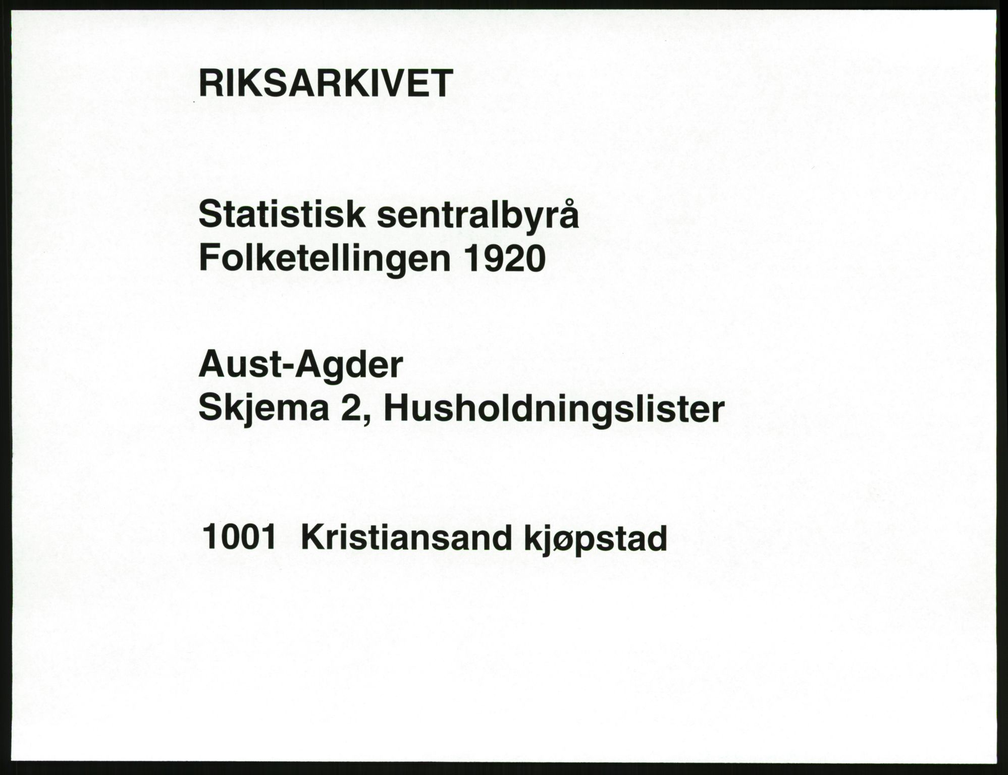 SAK, 1920 census for Kristiansand, 1920, p. 3313