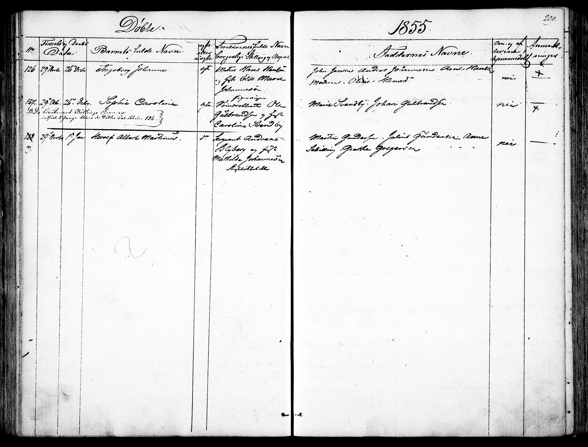 Garnisonsmenigheten Kirkebøker, AV/SAO-A-10846/F/Fa/L0008: Parish register (official) no. 8, 1842-1859, p. 209