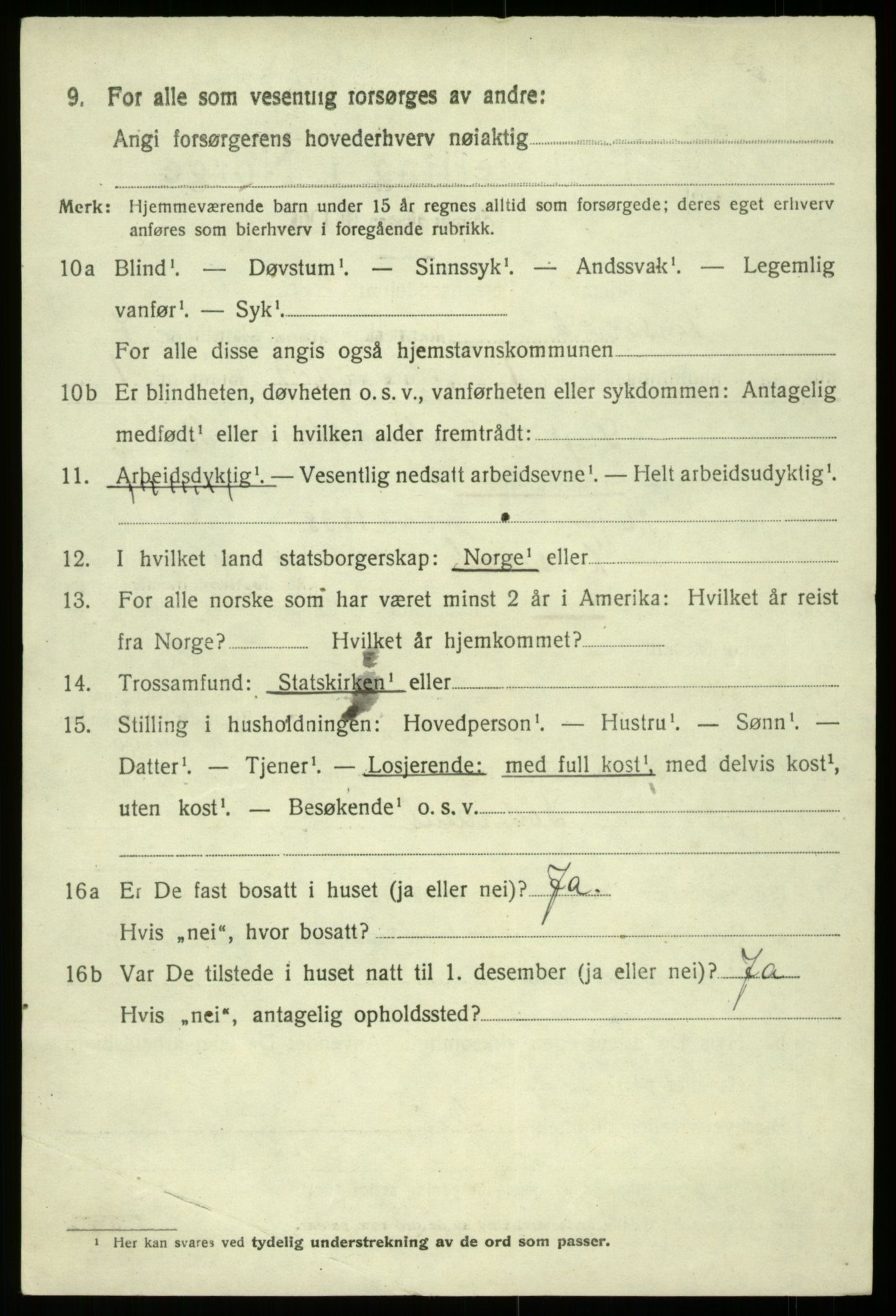 SAB, 1920 census for Kinsarvik, 1920, p. 3157