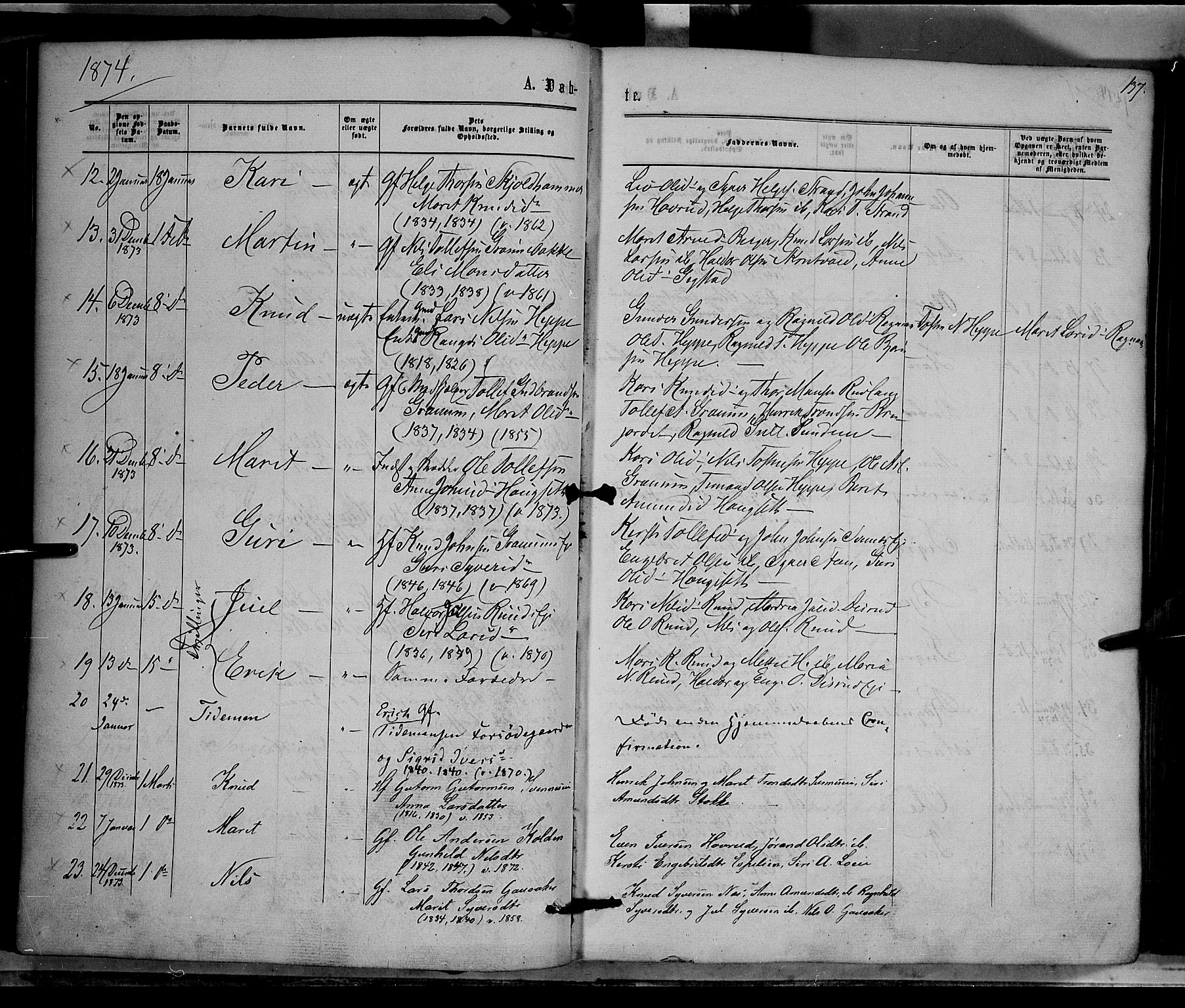 Nord-Aurdal prestekontor, AV/SAH-PREST-132/H/Ha/Haa/L0008: Parish register (official) no. 8, 1863-1875, p. 137