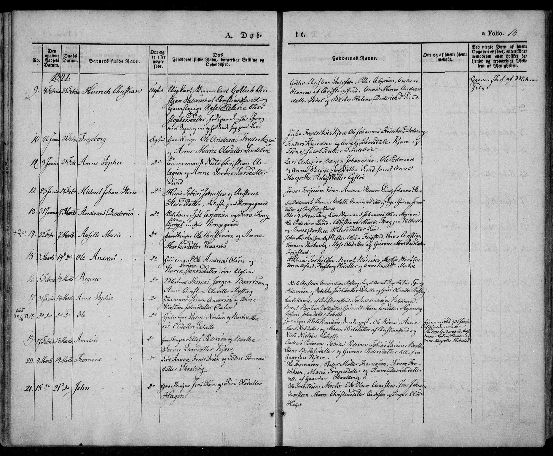 Oddernes sokneprestkontor, SAK/1111-0033/F/Fa/Faa/L0006: Parish register (official) no. A 6, 1838-1851, p. 14