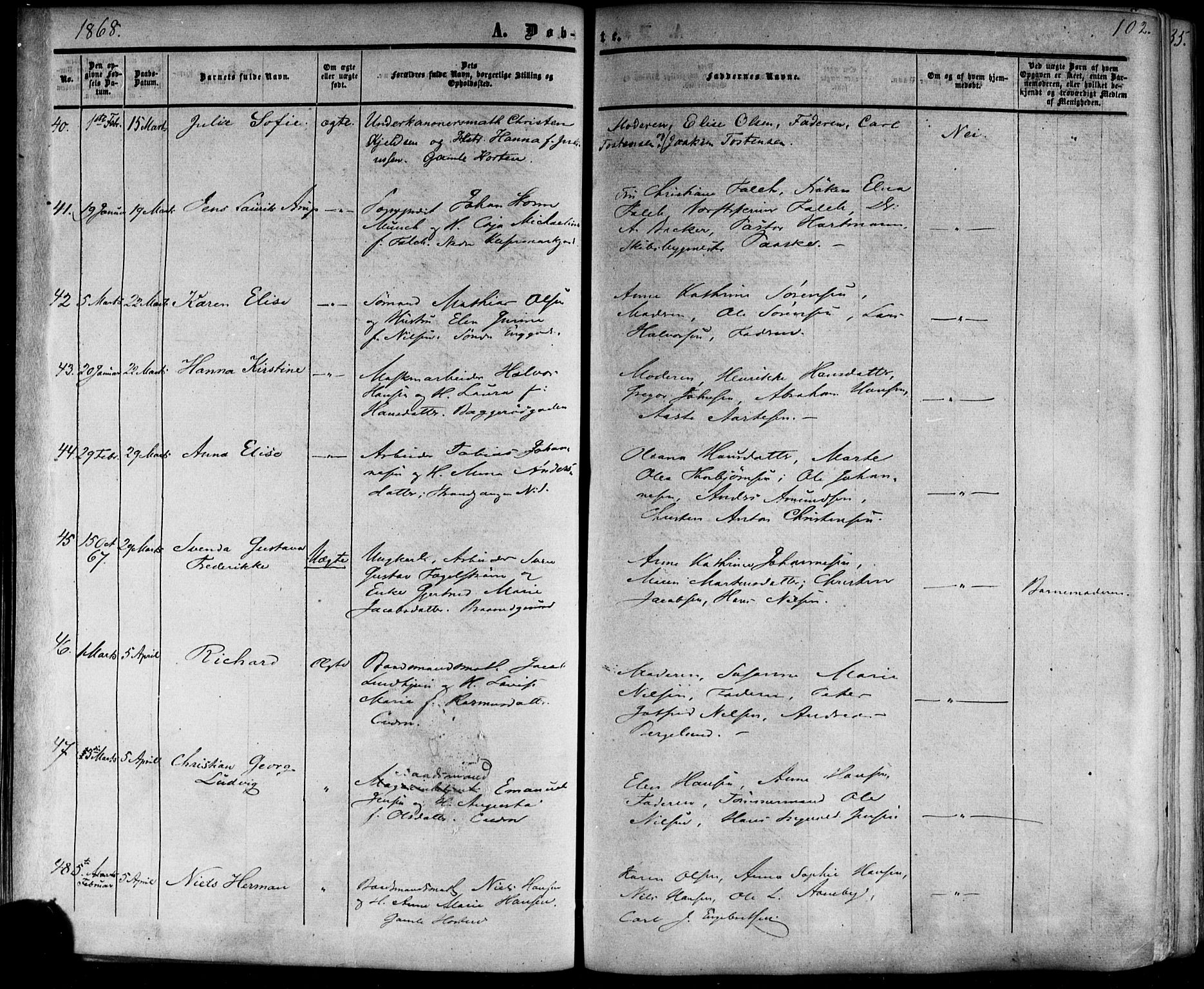 Horten kirkebøker, AV/SAKO-A-348/F/Fa/L0001: Parish register (official) no. 1, 1855-1871, p. 102