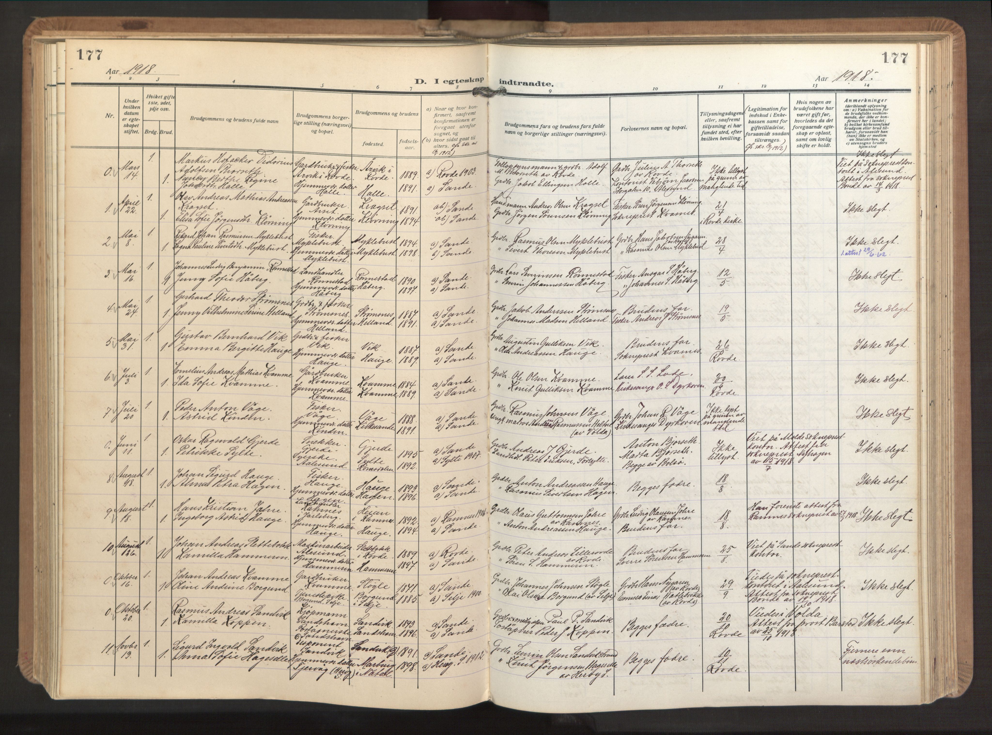 Ministerialprotokoller, klokkerbøker og fødselsregistre - Møre og Romsdal, AV/SAT-A-1454/503/L0044: Parish register (official) no. 503A12, 1918-1931, p. 177