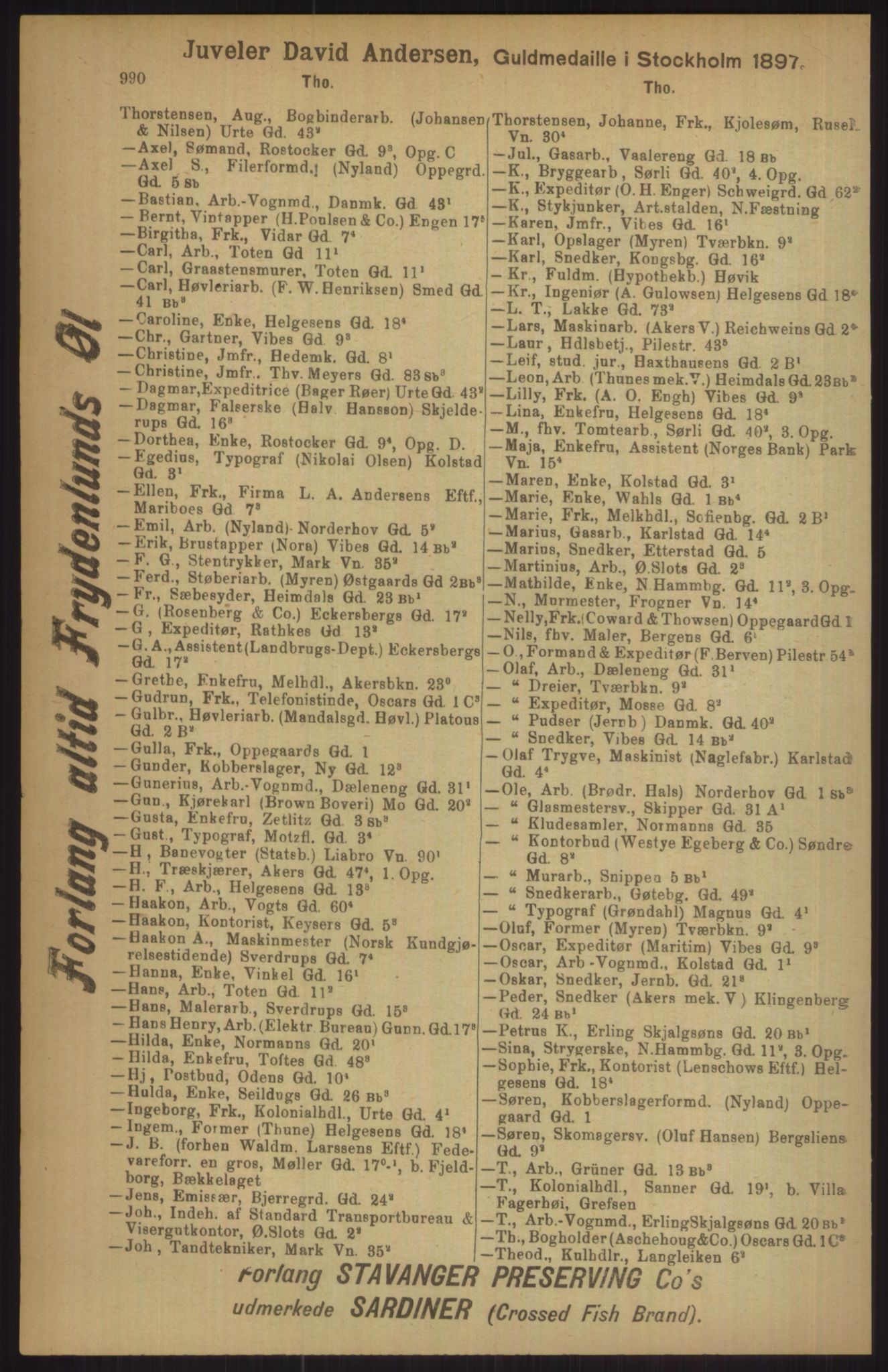 Kristiania/Oslo adressebok, PUBL/-, 1911, p. 990