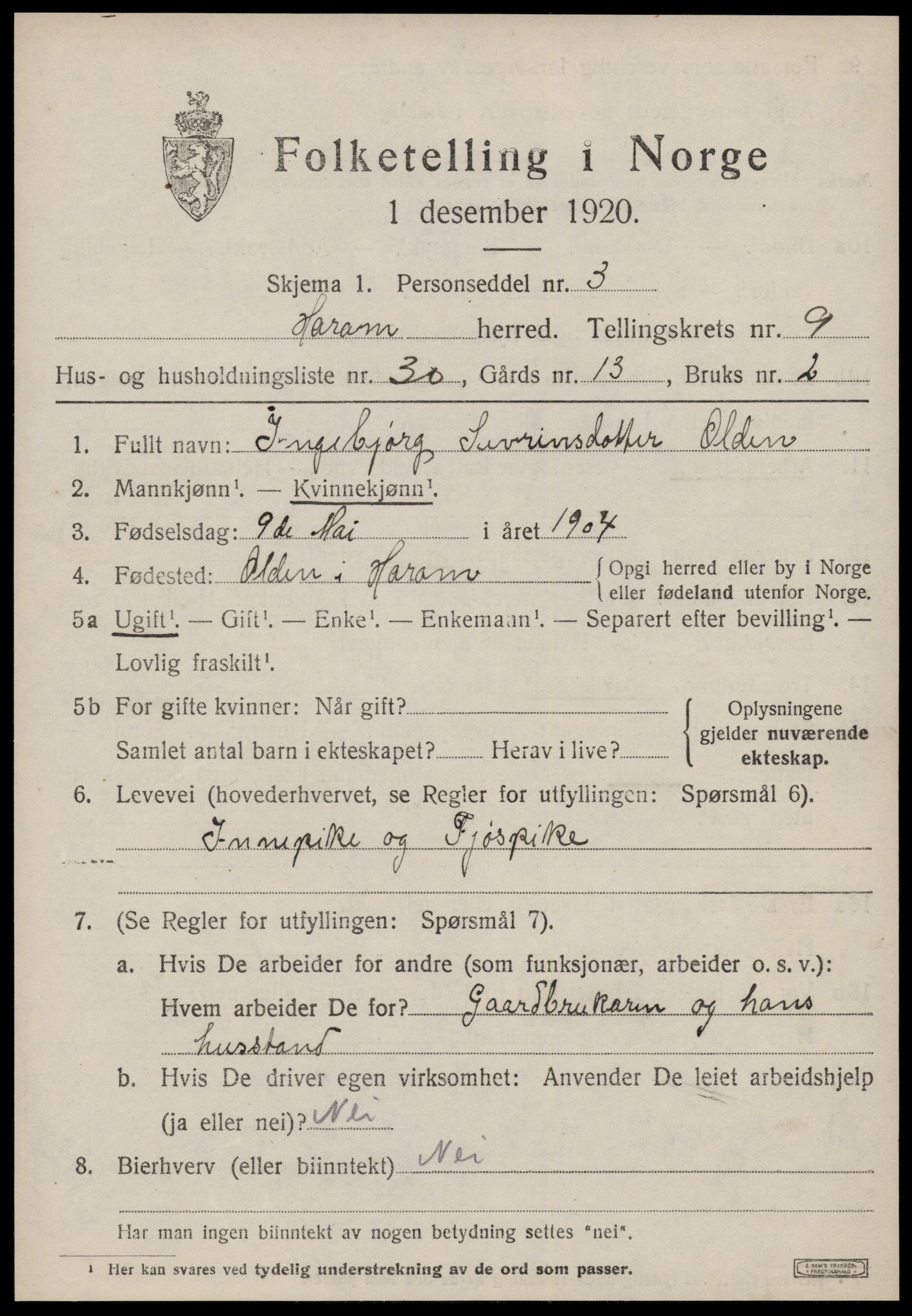 SAT, 1920 census for Haram, 1920, p. 5503