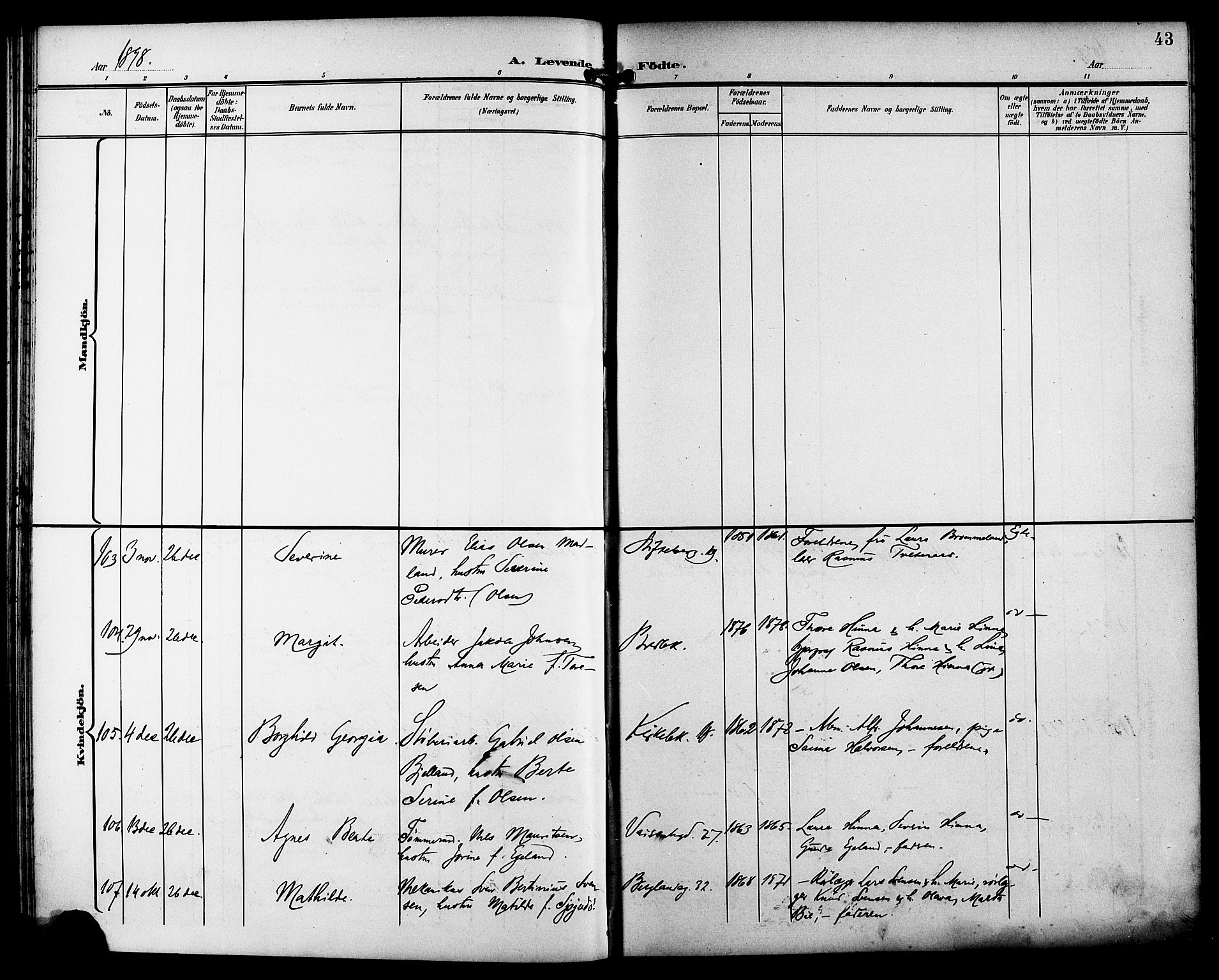 St. Petri sokneprestkontor, AV/SAST-A-101813/001/30/30BB/L0008: Parish register (copy) no. B 8, 1897-1905, p. 43