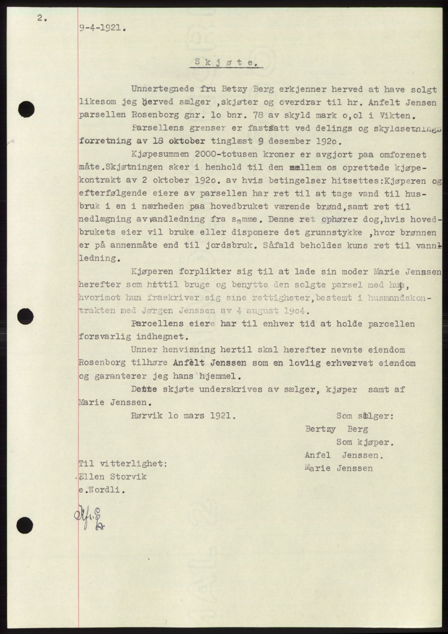 Namdal sorenskriveri, SAT/A-4133/1/2/2C: Mortgage book no. -, 1916-1921, Deed date: 09.04.1921
