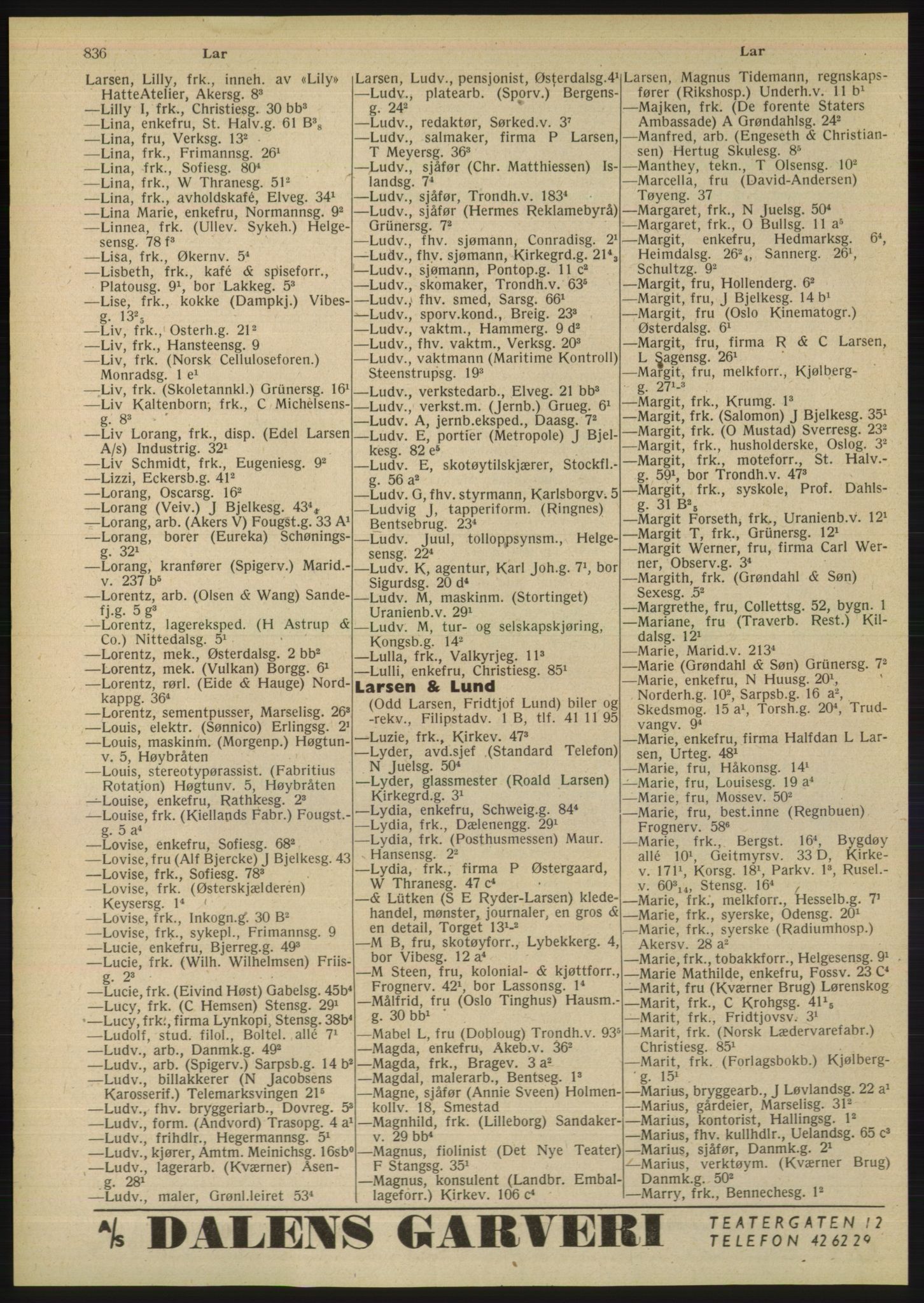 Kristiania/Oslo adressebok, PUBL/-, 1948, p. 836