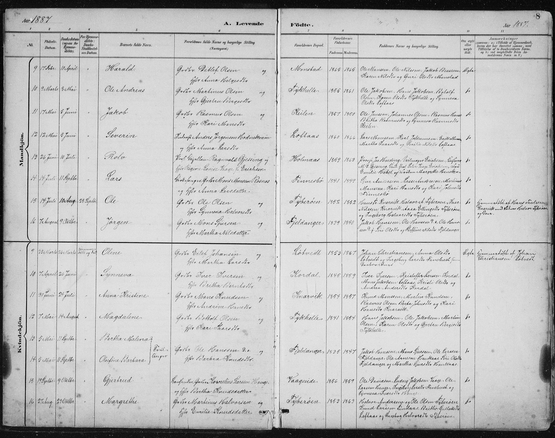 Lindås Sokneprestembete, SAB/A-76701/H/Hab: Parish register (copy) no. B 3, 1886-1914, p. 8