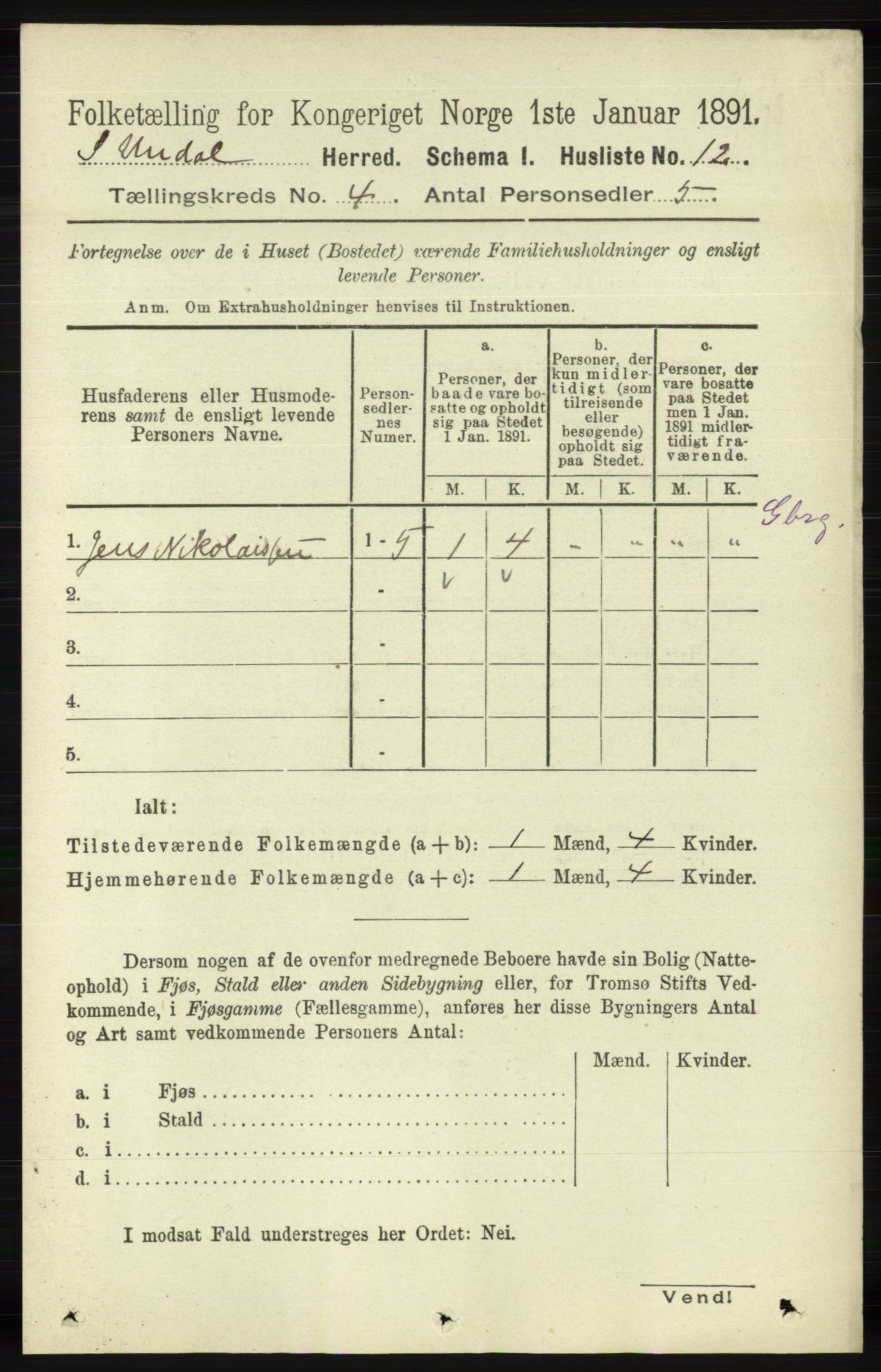 RA, 1891 census for 1029 Sør-Audnedal, 1891, p. 1342