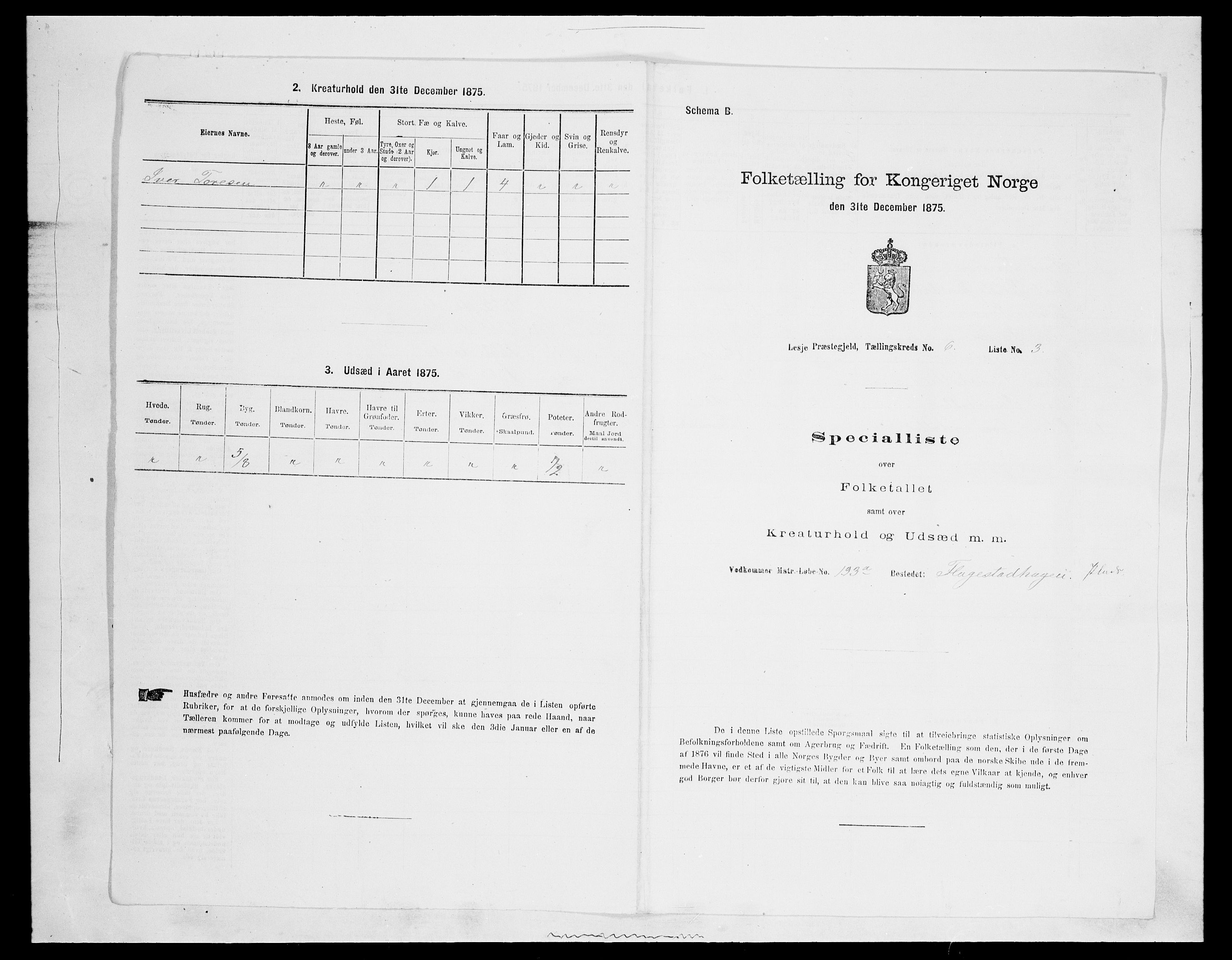 SAH, 1875 census for 0512P Lesja, 1875, p. 840