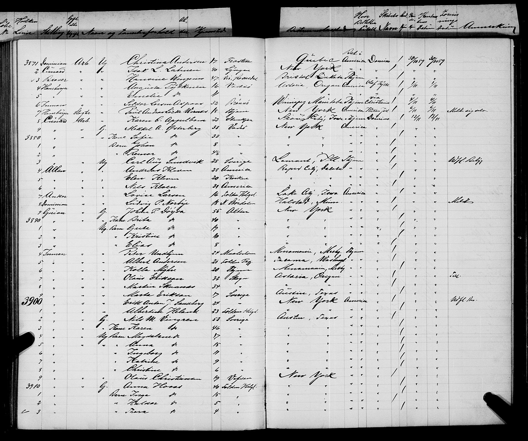 Trondheim politikammer, AV/SAT-A-1887/1/32/L0008: Emigrantprotokoll VIII, 1888-1892