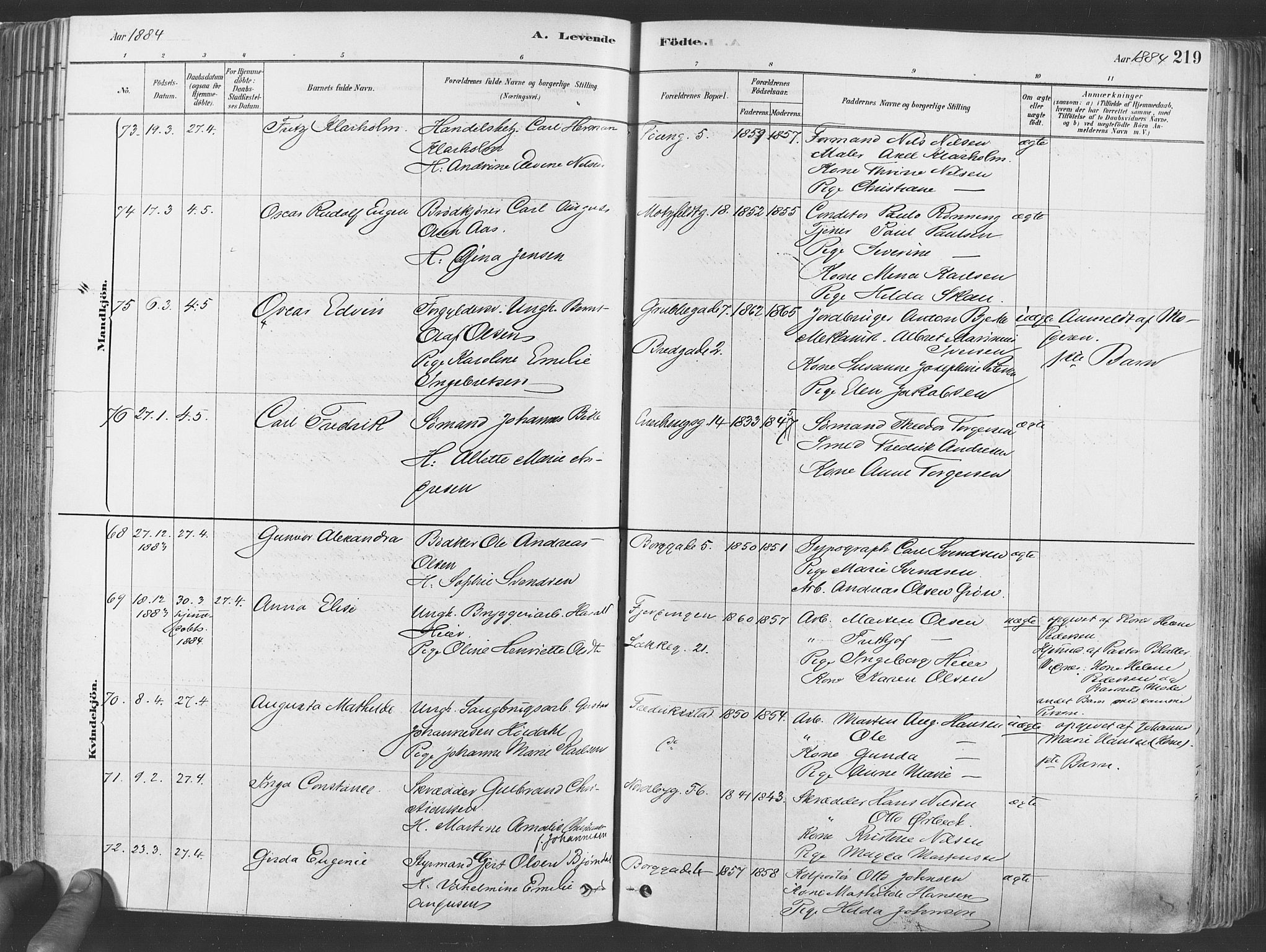 Grønland prestekontor Kirkebøker, SAO/A-10848/F/Fa/L0007: Parish register (official) no. 7, 1878-1888, p. 219