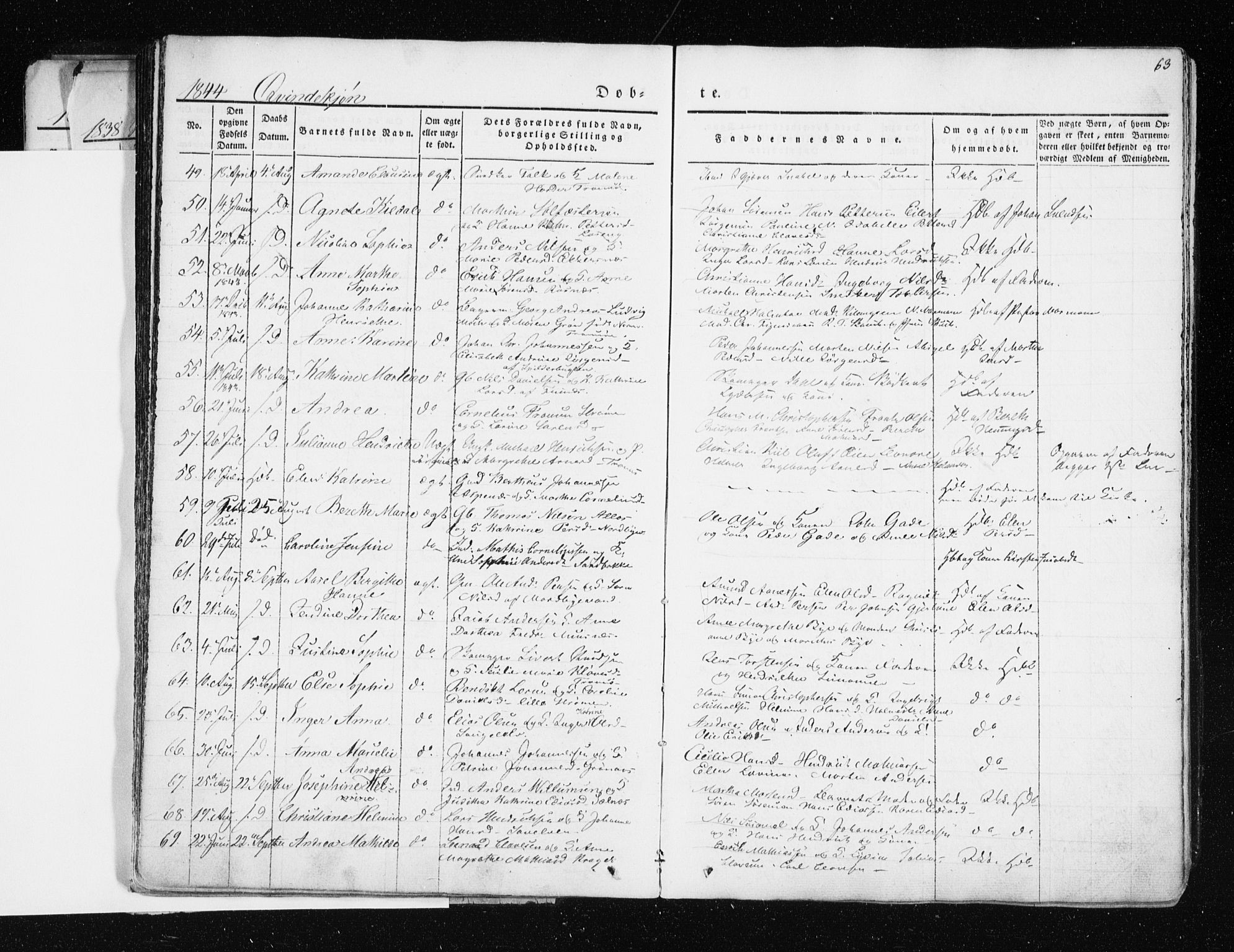 Tromsø sokneprestkontor/stiftsprosti/domprosti, SATØ/S-1343/G/Ga/L0009kirke: Parish register (official) no. 9, 1837-1847, p. 63