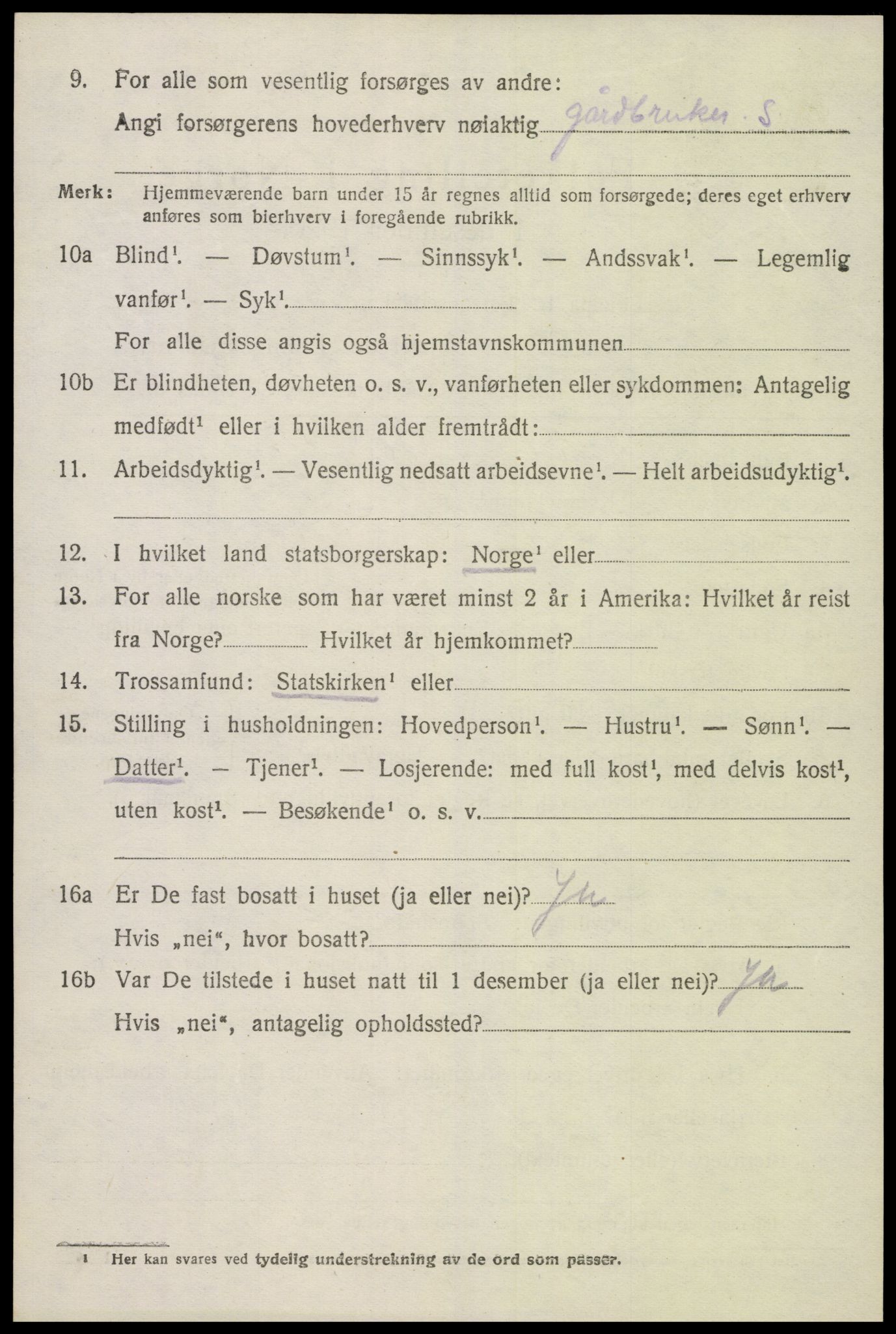 SAK, 1920 census for Hornnes, 1920, p. 2624