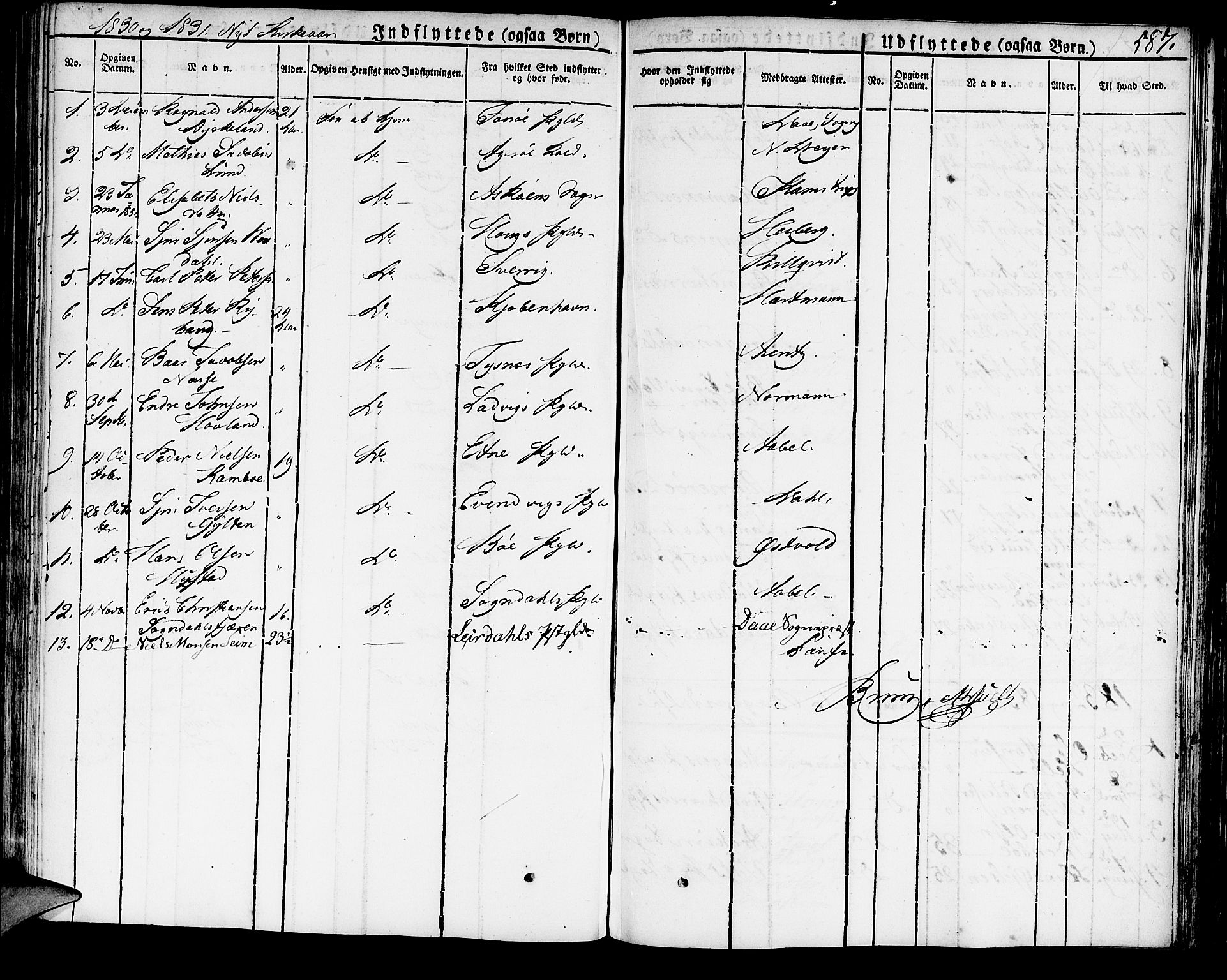 Domkirken sokneprestembete, SAB/A-74801/H/Haa/L0012: Parish register (official) no. A 12, 1821-1840, p. 587