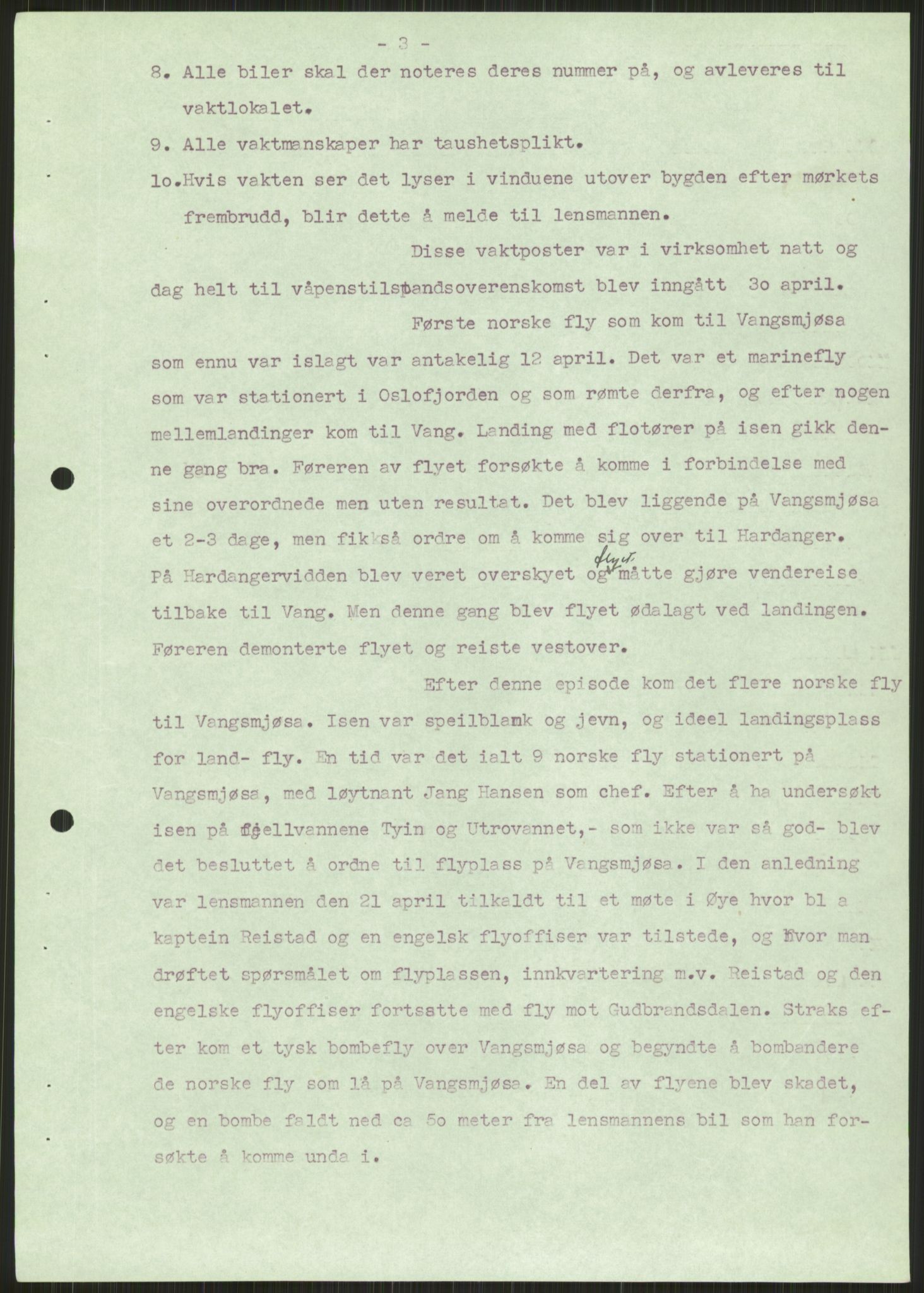 Forsvaret, Forsvarets krigshistoriske avdeling, AV/RA-RAFA-2017/Y/Ya/L0014: II-C-11-31 - Fylkesmenn.  Rapporter om krigsbegivenhetene 1940., 1940, p. 229