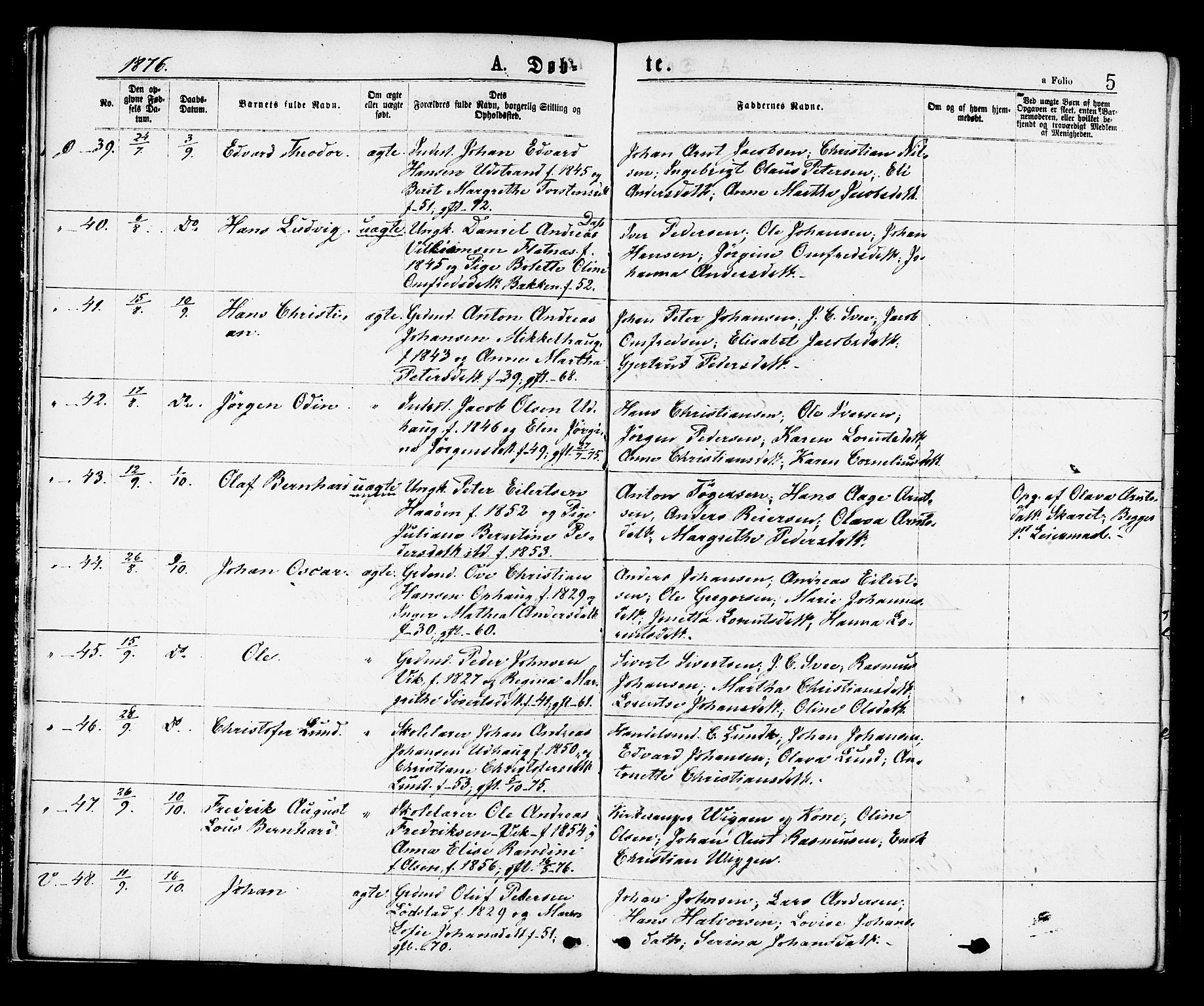 Ministerialprotokoller, klokkerbøker og fødselsregistre - Sør-Trøndelag, AV/SAT-A-1456/659/L0738: Parish register (official) no. 659A08, 1876-1878, p. 5