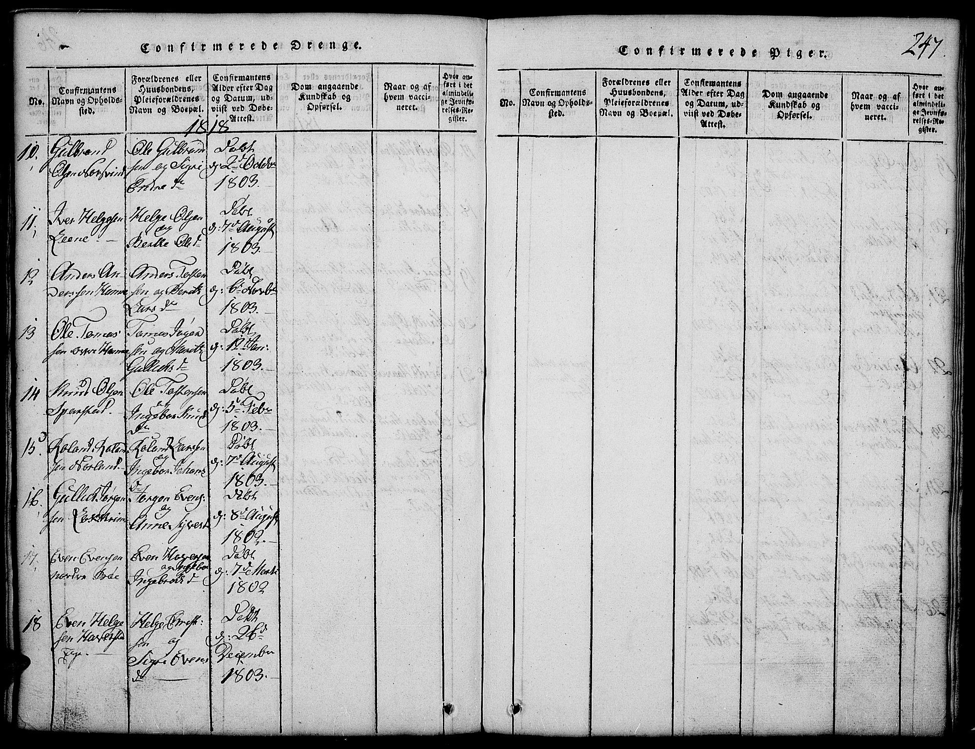 Vang prestekontor, Valdres, SAH/PREST-140/H/Hb/L0002: Parish register (copy) no. 2, 1814-1889, p. 247