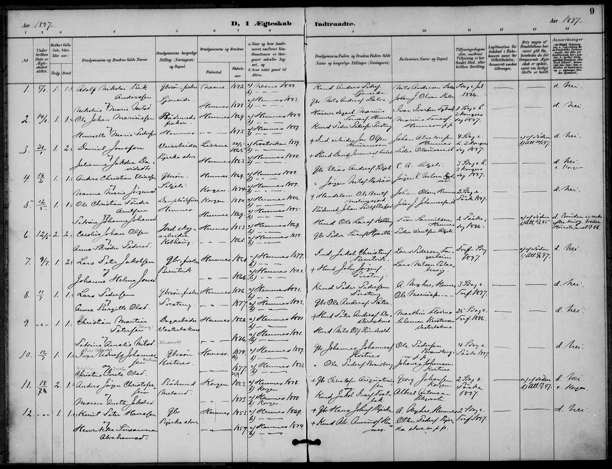 Ministerialprotokoller, klokkerbøker og fødselsregistre - Nordland, AV/SAT-A-1459/825/L0363: Parish register (official) no. 825A17, 1890-1909, p. 9