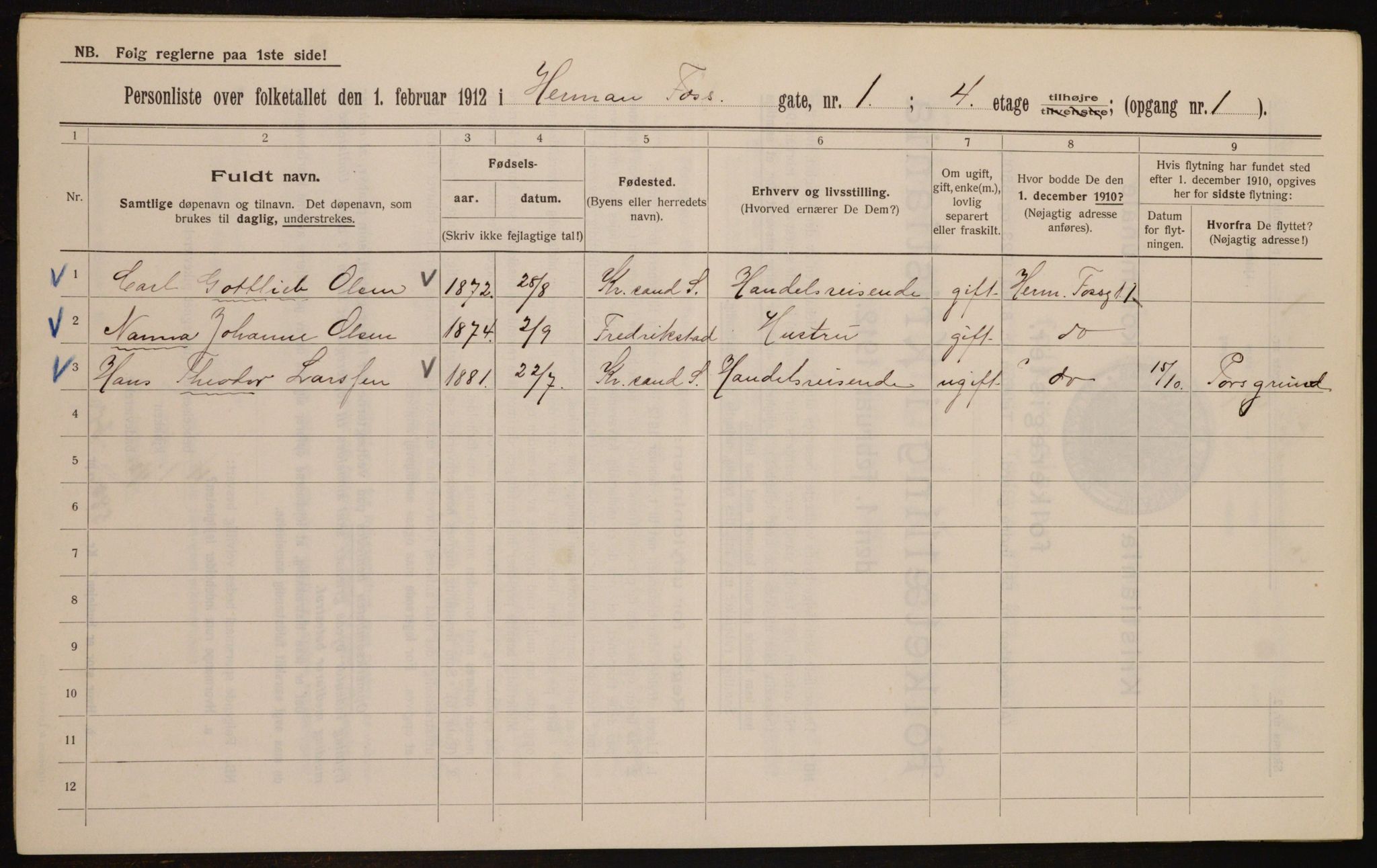 OBA, Municipal Census 1912 for Kristiania, 1912, p. 38951