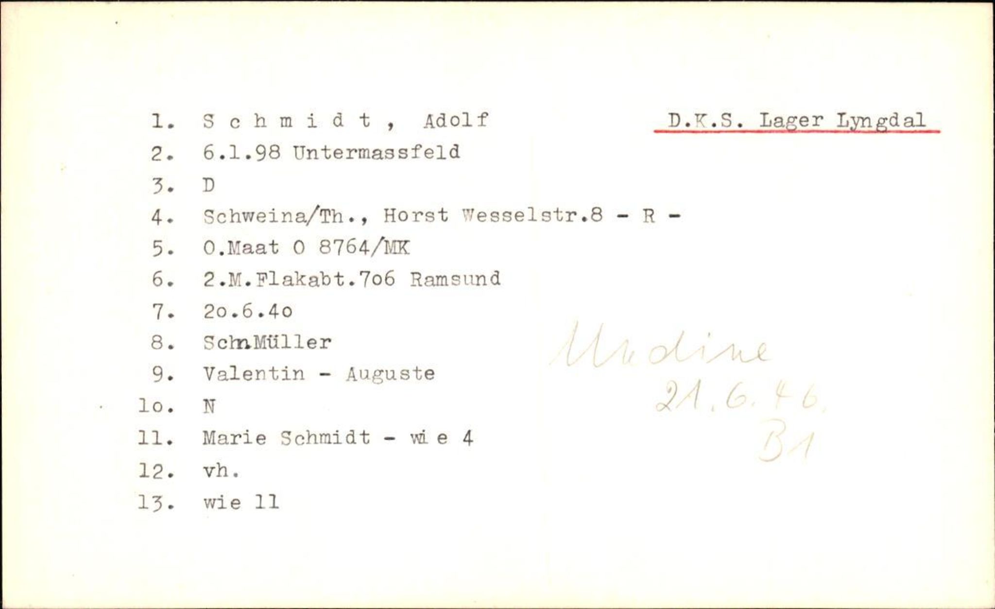 Hjemsendte tyskere , AV/RA-RAFA-6487/D/Db/L0024: Schmidt-Schulz, 1945-1947, p. 21