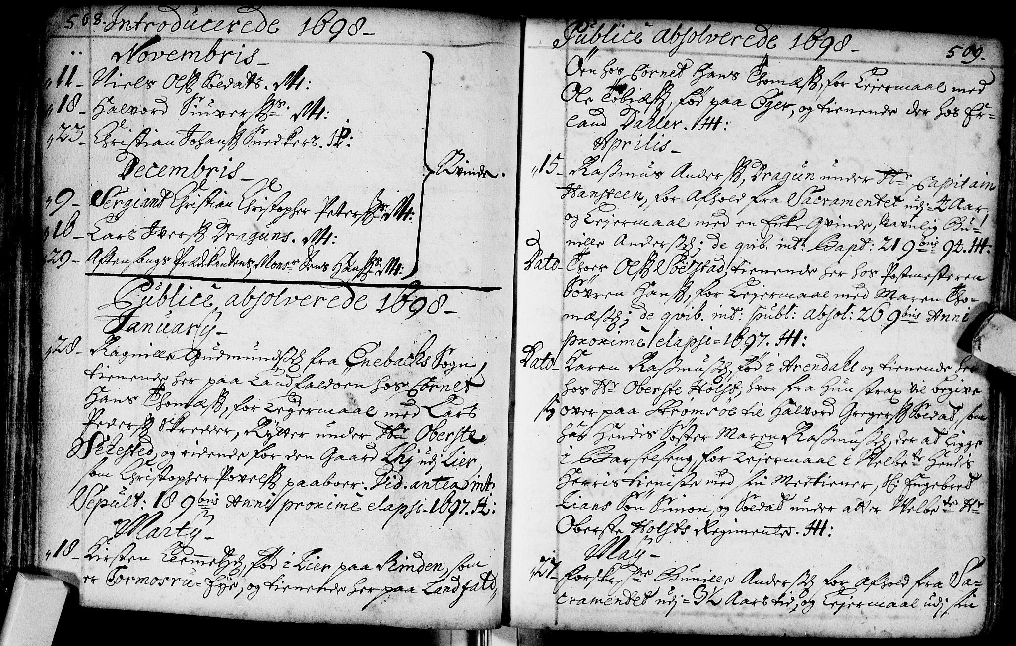 Bragernes kirkebøker, AV/SAKO-A-6/F/Fa/L0002: Parish register (official) no. I 2, 1680-1705, p. 508-509