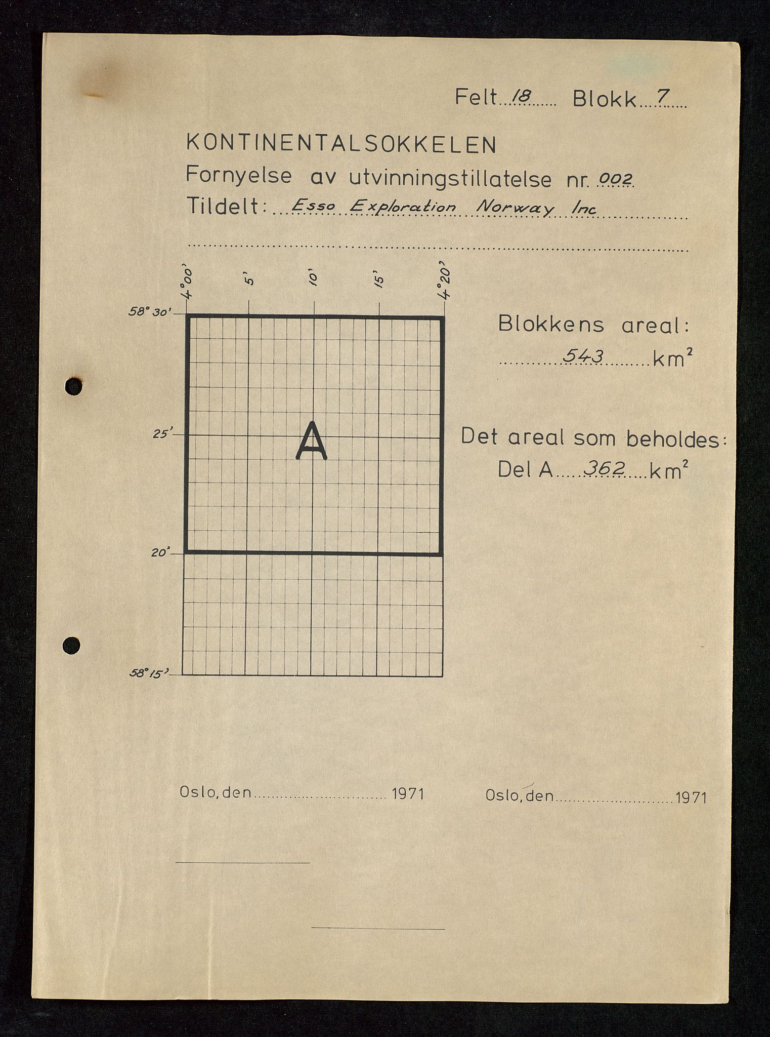 Industridepartementet, Oljekontoret, AV/SAST-A-101348/Da/L0004: Arkivnøkkel 711 - 712 Utvinningstillatelser, 1970-1971, p. 54