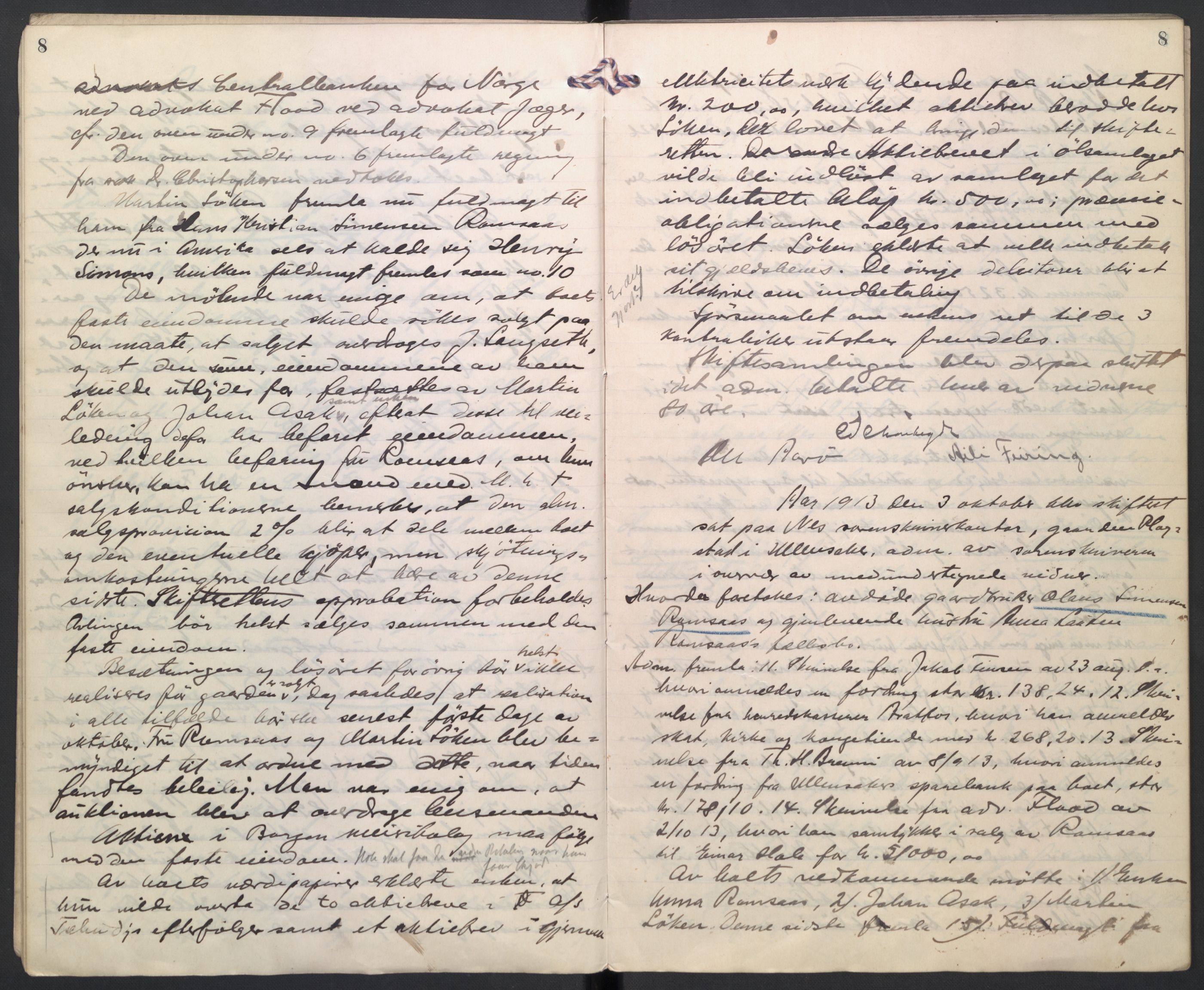 Eidsvoll tingrett, AV/SAO-A-10371/H/Hb/L0007b: Skifteprotokoll, 1913-1917, p. 8